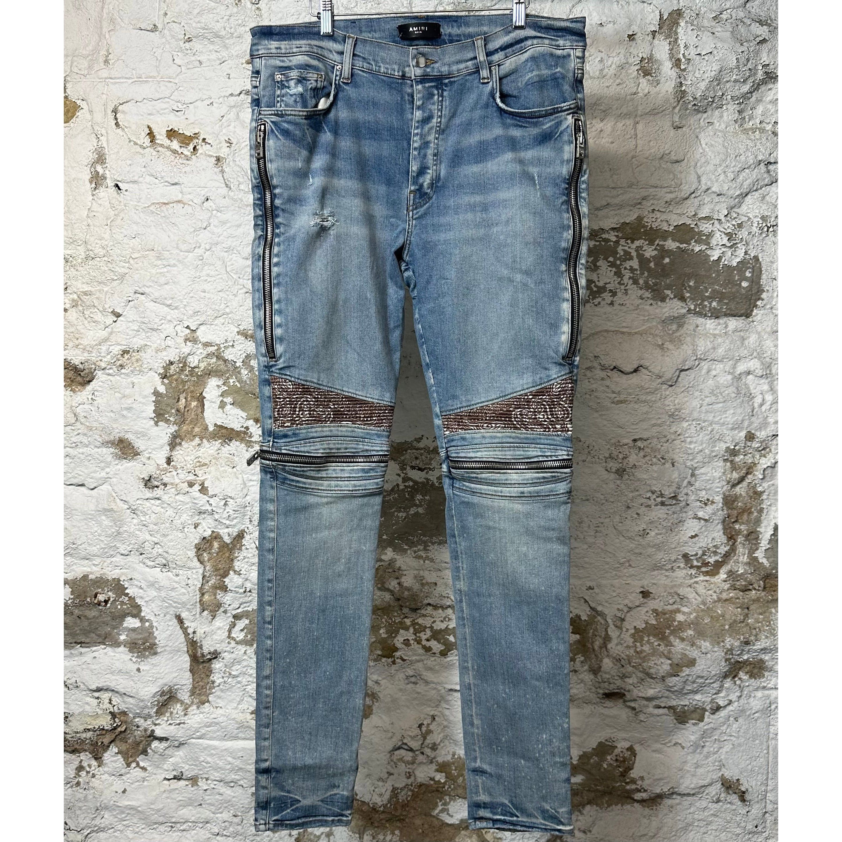 Amiri Amiri MX2 Brown Paisley Blue Denim Jeans Sz 38 Size US 38 / EU 54 - 1 Thumbnail