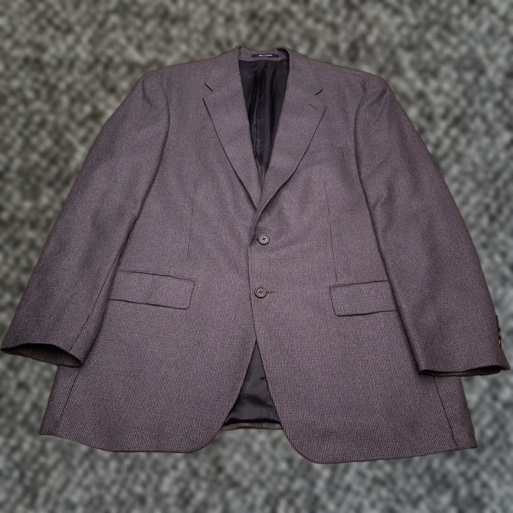 Ralph Lauren VINTAGE Ralph Lauren Sport Coat Blazer Wool Blue 46R Men Single-Breasted Notch Lapel 2-Button Plaid Dress Coat Jacket Size 46R - 1 Thumbnail