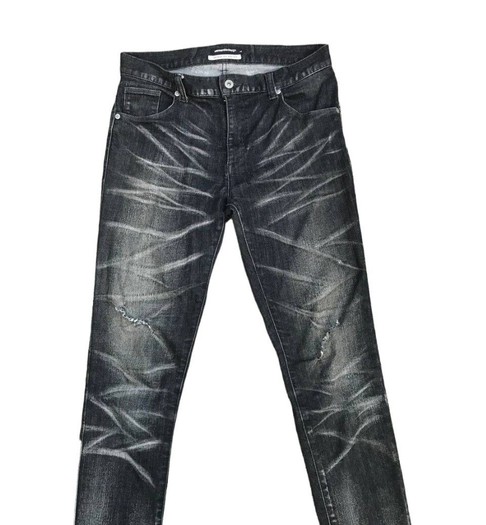 semanticdesign Semantic JAPAN Herringbone Black wash Distressed jean Slim Size US 29 - 6 Thumbnail