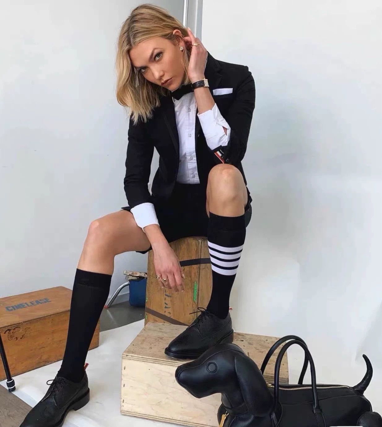 Thom Browne Thom Browne Women's Classic Black Piping Wool Suit Size S / US 4 / IT 40 - 6 Thumbnail