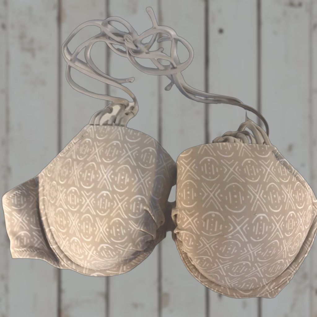 Vintage Aerie Geometric Halter Bikini Top Padded Push-Up Womens Size 38DD Taupe Size XS / US 0-2 / IT 36-38 - 1 Thumbnail
