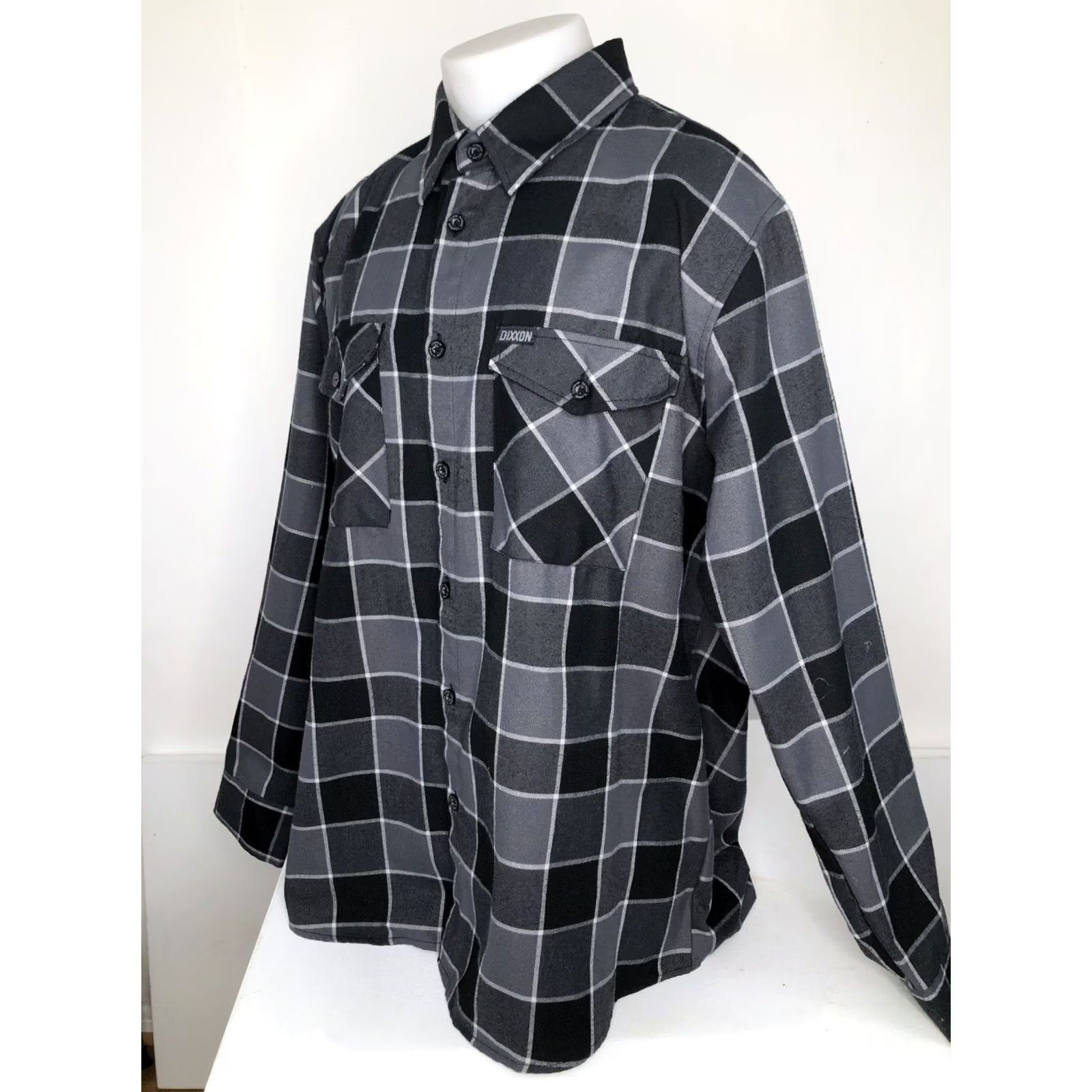 Vintage DIXXON FLANNEL CO / THE DARK HORSE - Mens 2X Plaid Check Shirt Shirt Men 2X Dark Gray & Black Horse Theme Navy? Size US XXL / EU 58 / 5 - 3 Thumbnail