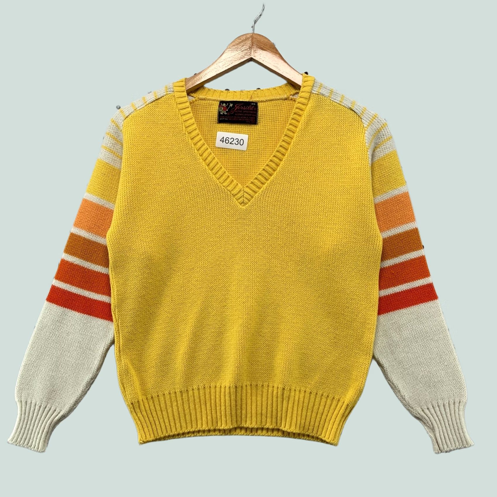 Vintage VINTAGE Jersild Sweater Mens Yellow 60s Striped Sleeve Orlon Knit Size 32 Size US XS / EU 42 / 0 - 1 Thumbnail
