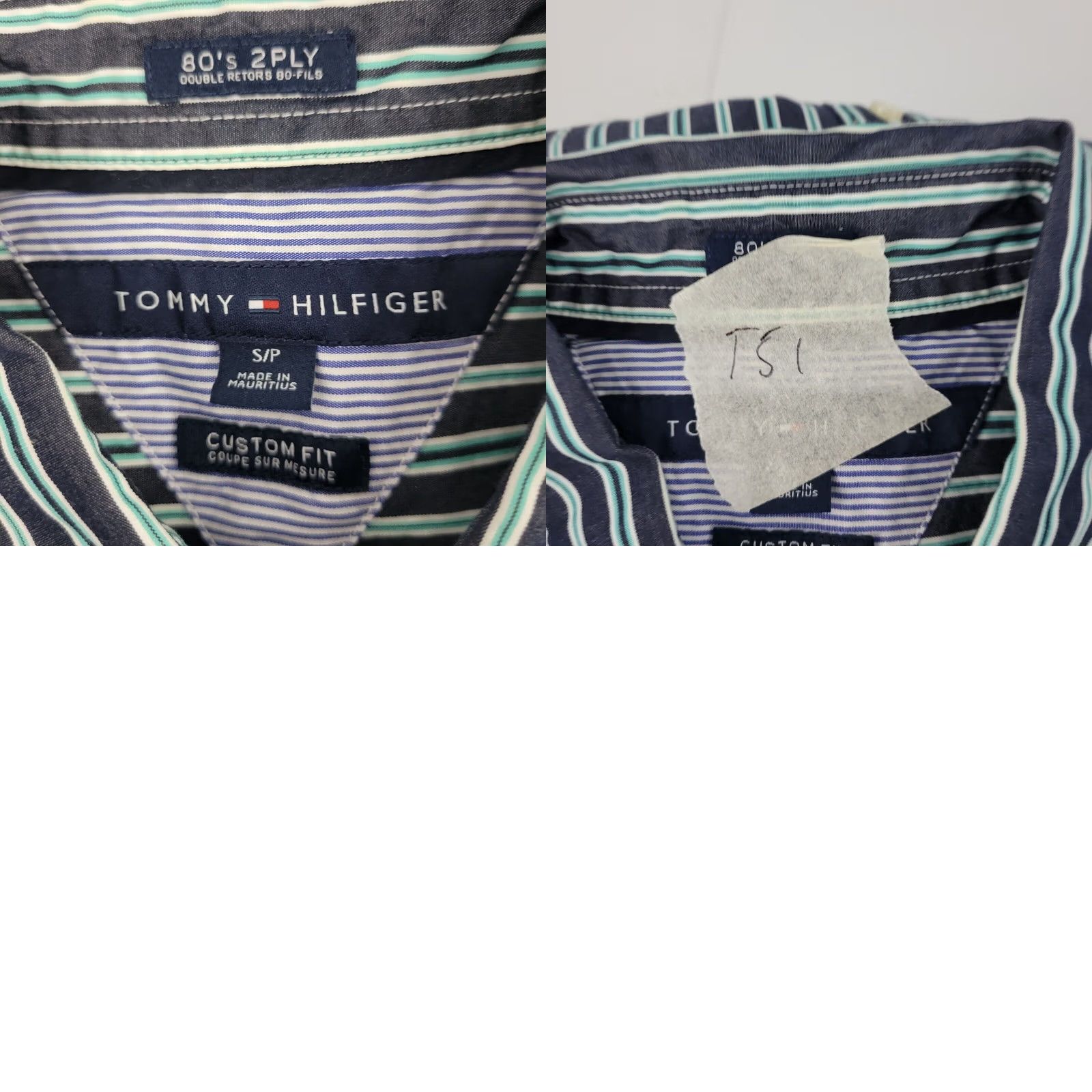 Tommy Hilfiger VINTAGE Tommy Hilfiger Dress Shirt S Green Striped 80s Mens Short Sleeve Button-Front Custom Fit T51 Size 36R - 8 Thumbnail