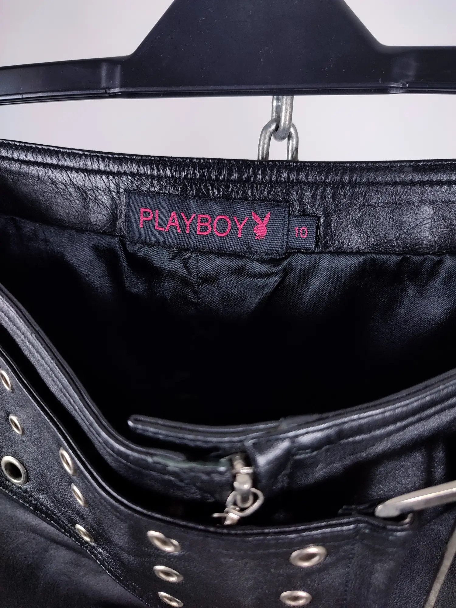 Playboy VTG Playboy logo Leather Belted Mini Skirt Size 32" / US 10 / IT 46 - 6 Thumbnail