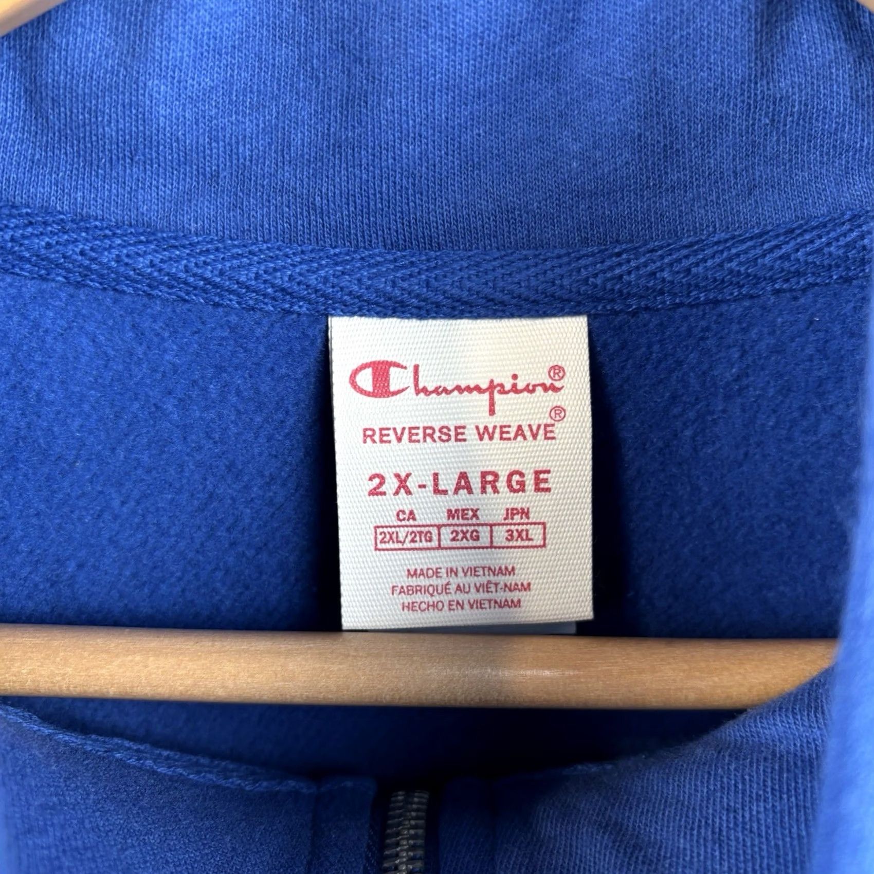 Champion Champion Sweatshirt Mens 2XL Blue 1/4 Zip Pullover Reverse Weave Long Sleeve Zip Crew Neck Logo Vintage: No Size US XXL / EU 58 / 5 - 3 Thumbnail