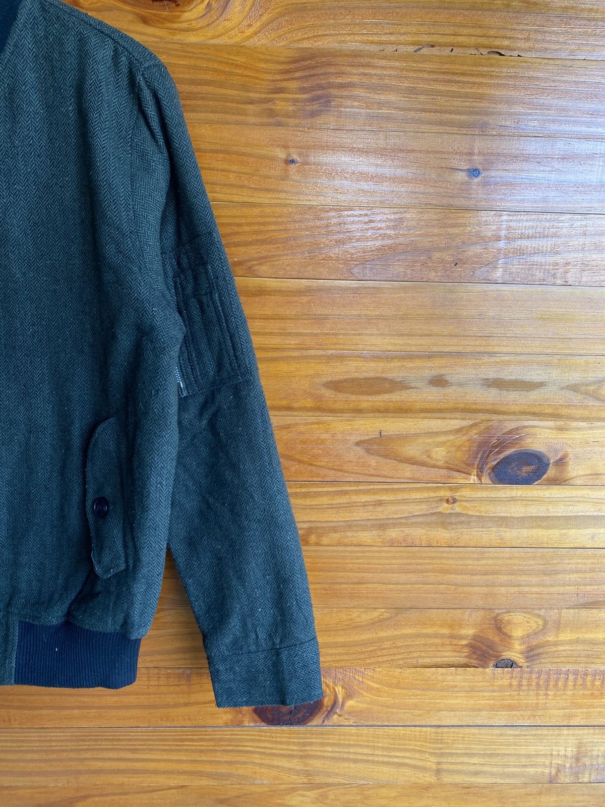 Japanese Brand Vintage Temptation Herringbone Jacket Olive Green Wool Blend Size US L / EU 52-54 / 3 - 7 Thumbnail