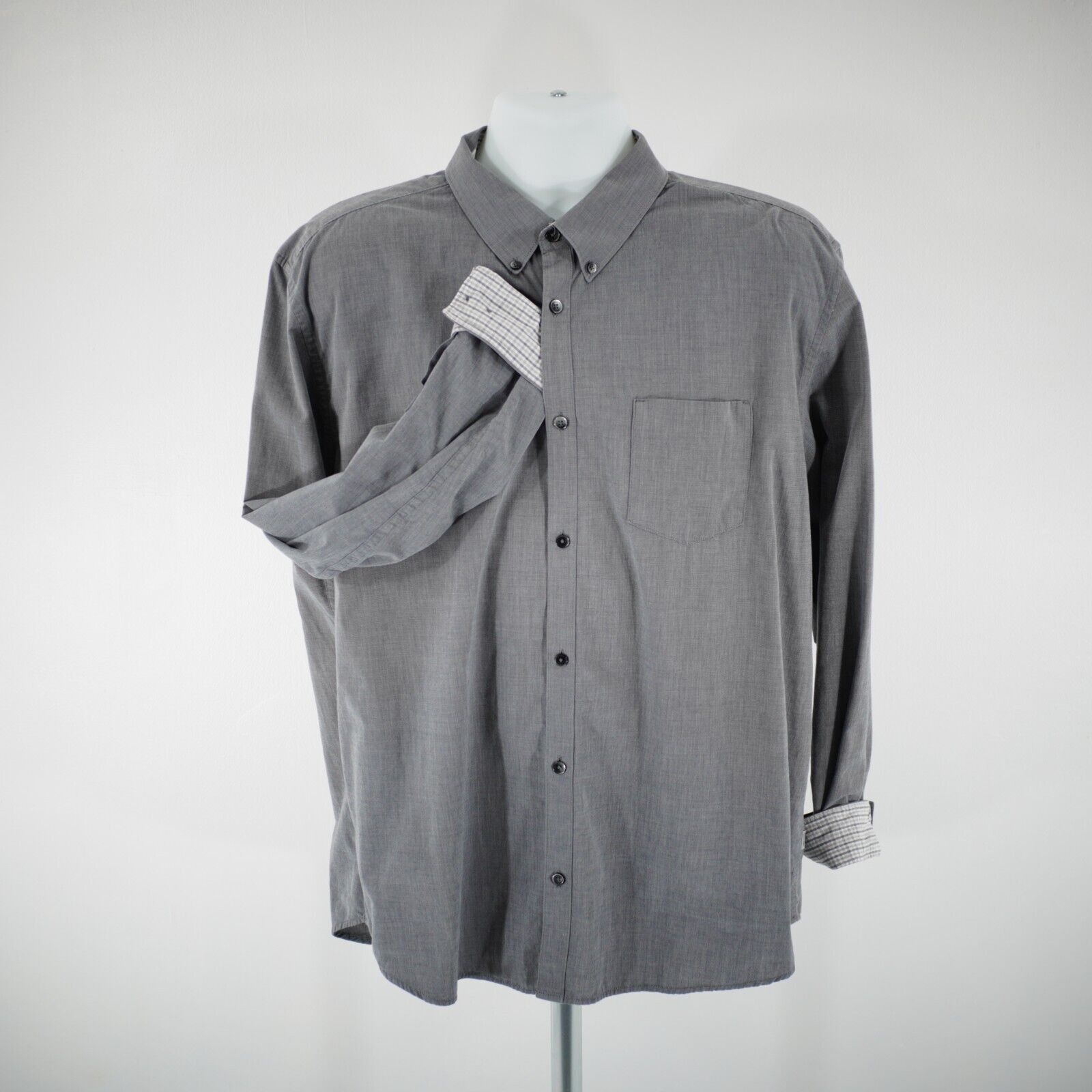 Calvin Klein Calvin Klein Gray XL Flip Cuff Collared Cotton Button Down Size US XL / EU 56 / 4 - 5 Thumbnail