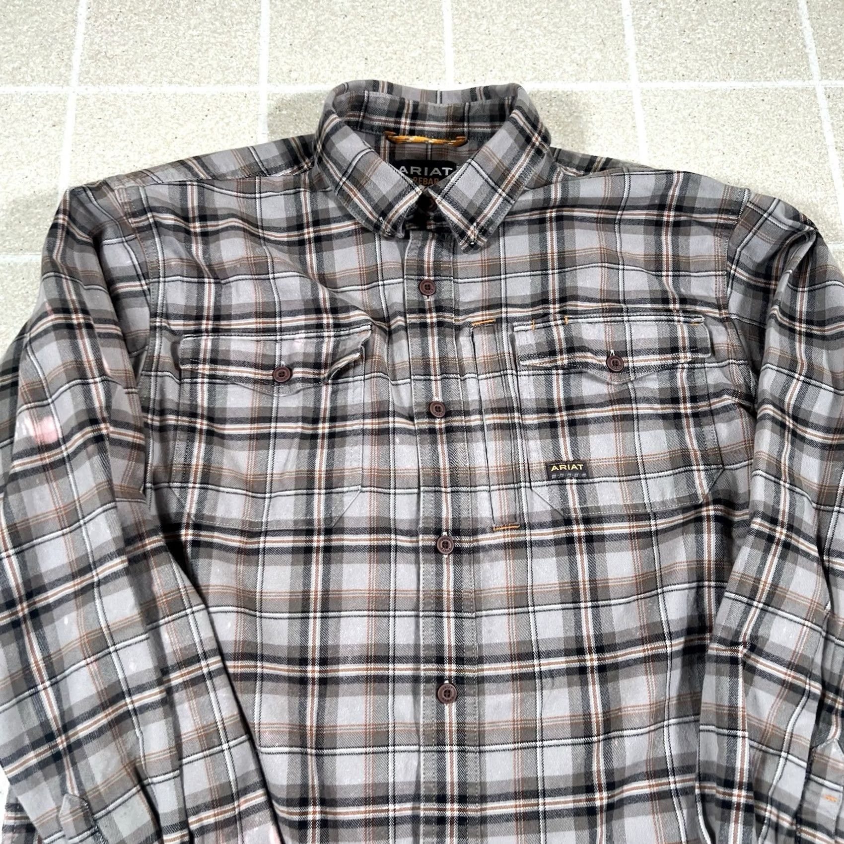 Ariat Ariat Rebar Shirt Mens M Gray Plaid Flannel Button-Down Long Sleeve Outdoor Size US M / EU 48-50 / 2 - 2 Thumbnail