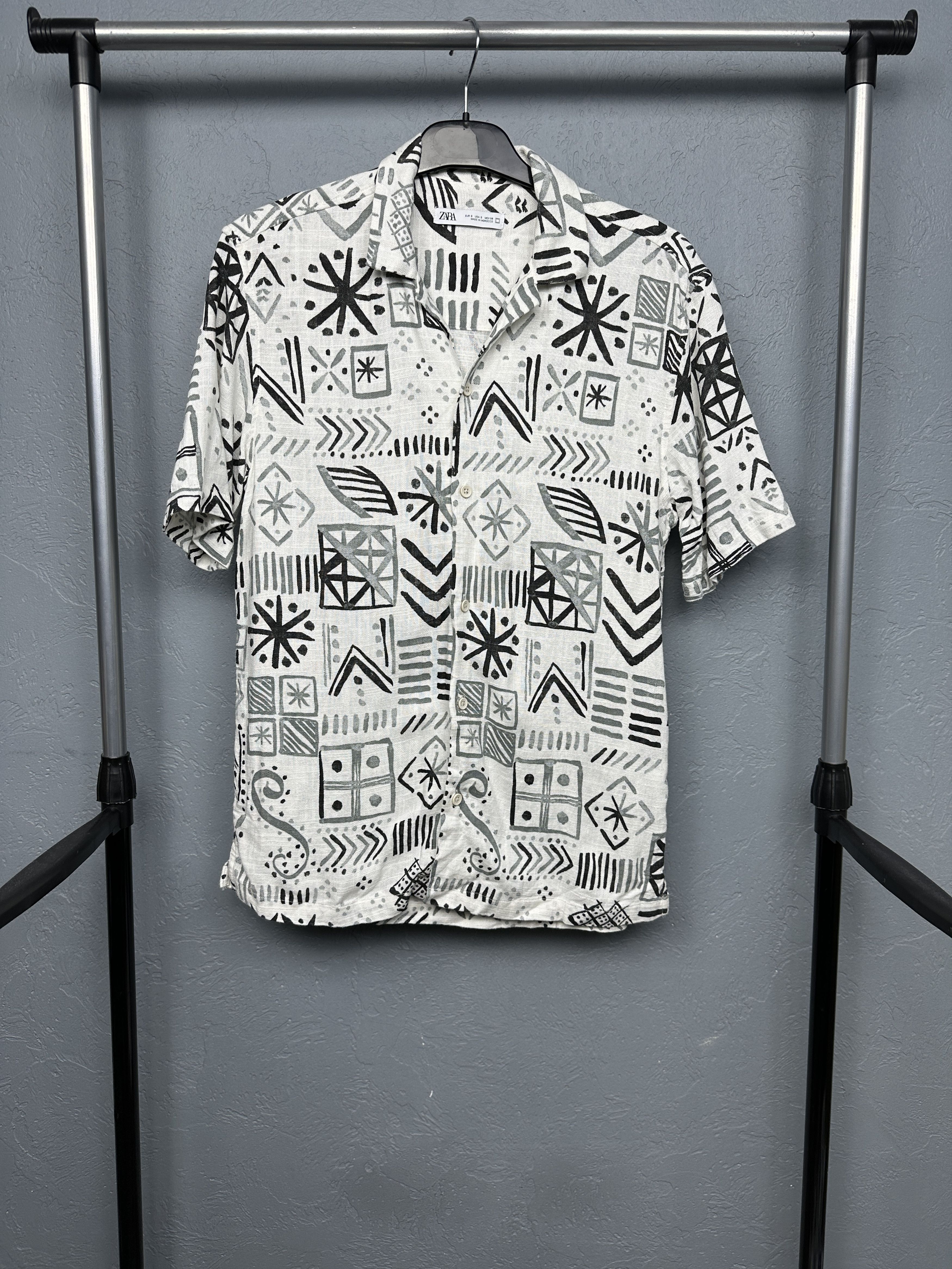 Zara Zara Mens LINEN Hawaiian Shirt Size US S / EU 44-46 / 1 - 1 Thumbnail