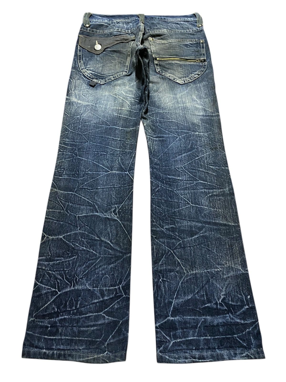 Japanese Brand Vtg Skull Blow By Blue Mud Wash Thunder Avant Garde Jeans Size US 32 / EU 48 - 2 Thumbnail