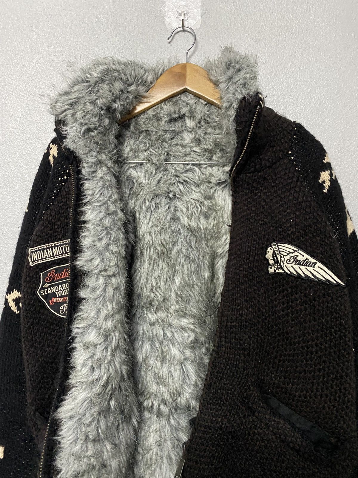 Indian Motorcycle Indian Motorcycle club fur knit navajo print jacket Size US M / EU 48-50 / 2 - 12 Thumbnail