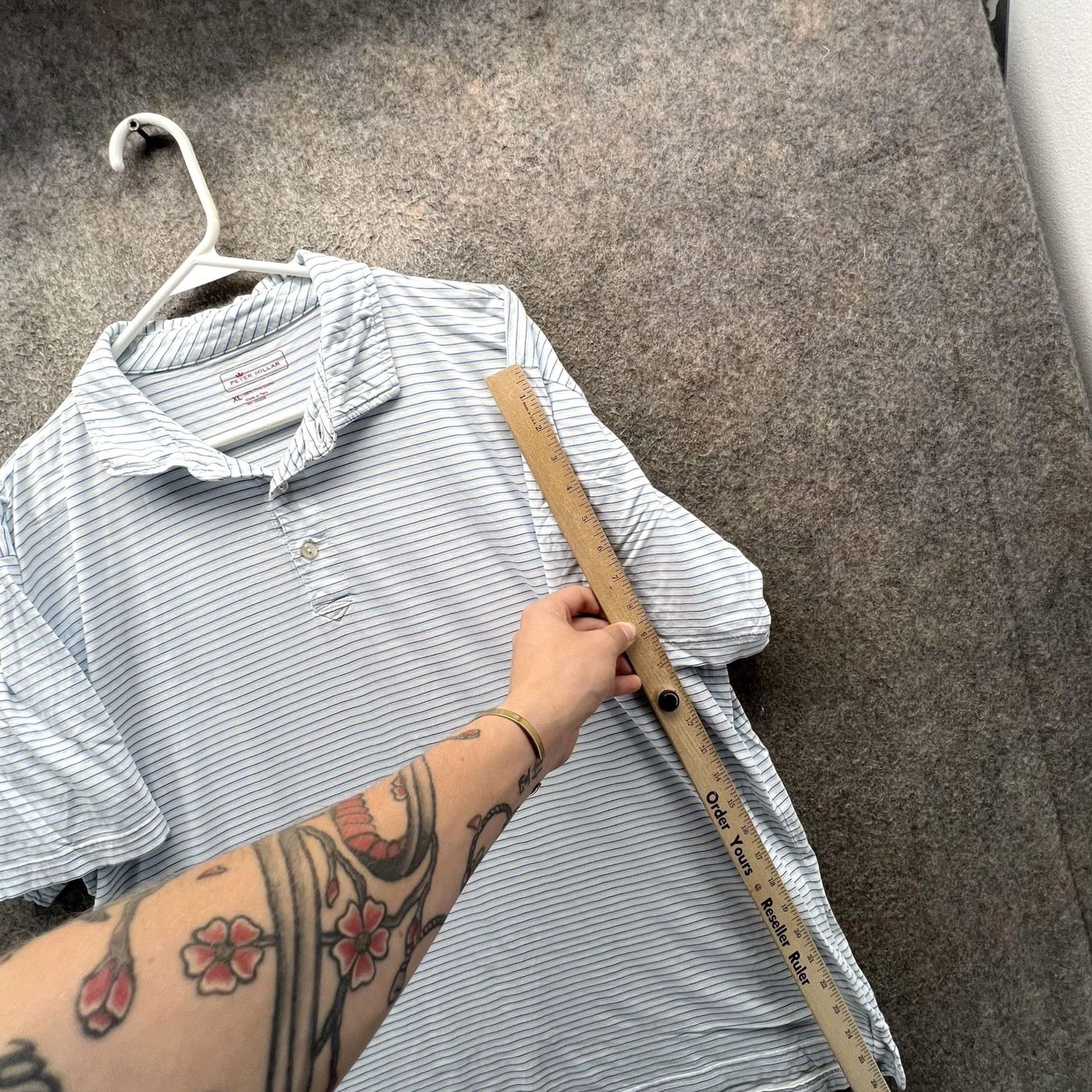 Peter Millar Peter Millar Polo Shirt Mens XL Blue Stripe Pima Cotton Casual Short Sleeve Size US XL / EU 56 / 4 - 4 Thumbnail