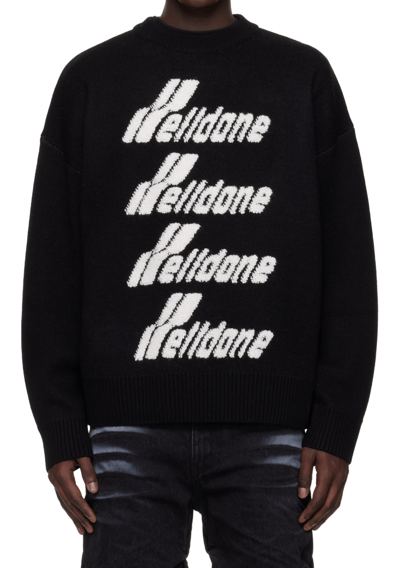 WE11DONE Black Logo Pile Knit Sweater Size US L / EU 52-54 / 3 - 1 Thumbnail