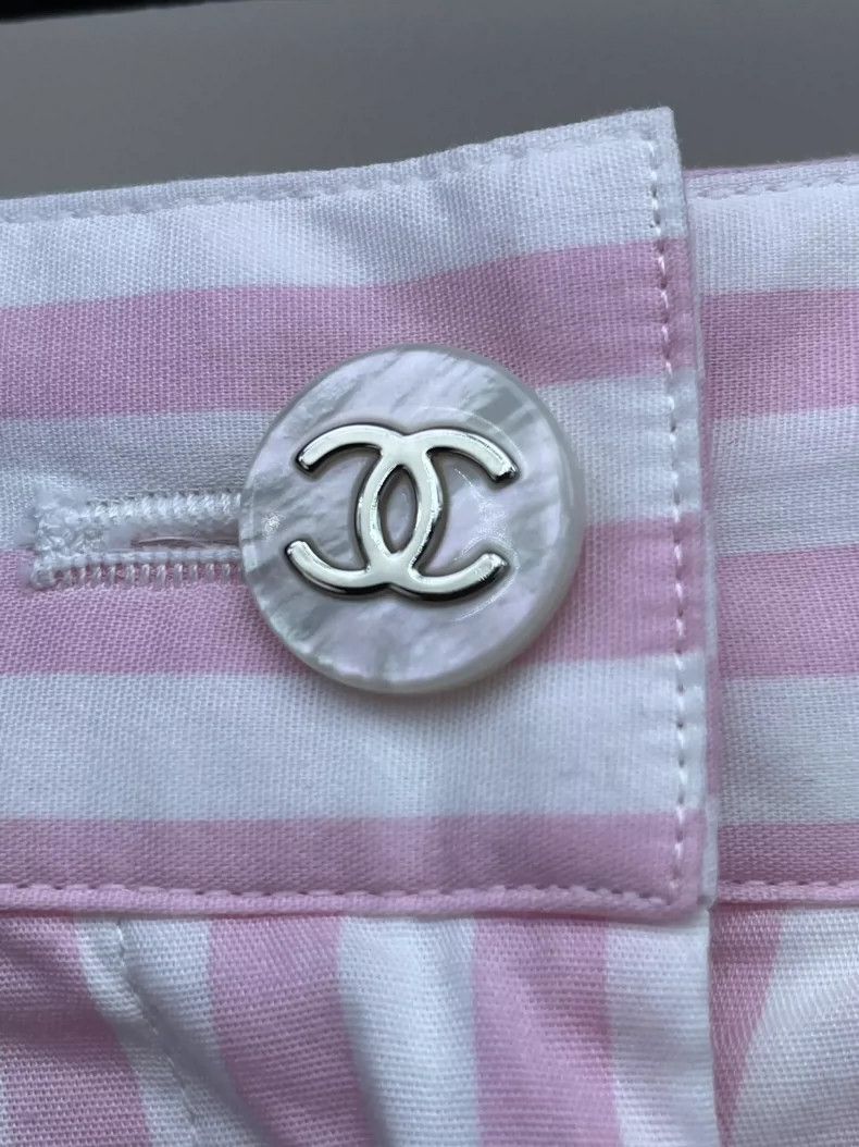 Chanel Chanel 24 pink and white striped hot diamond logo trousers Size 24" / US 00 / IT 34 - 3 Thumbnail
