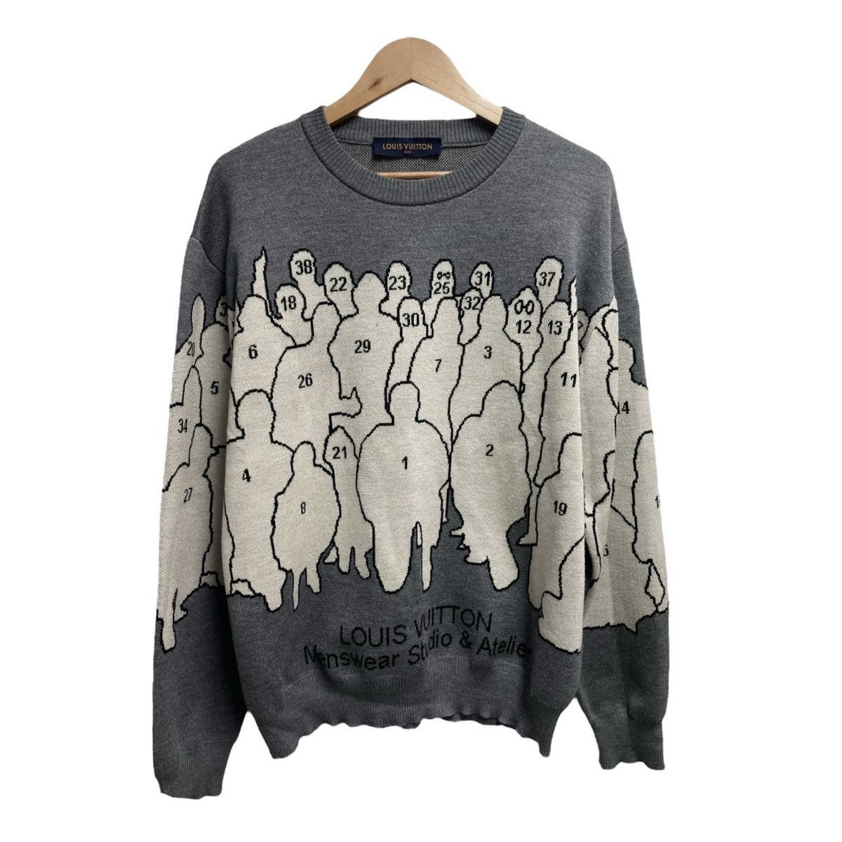 image of Louis Vuitton Studio Jacquard Sweater in Grey, Men's (Size XL)