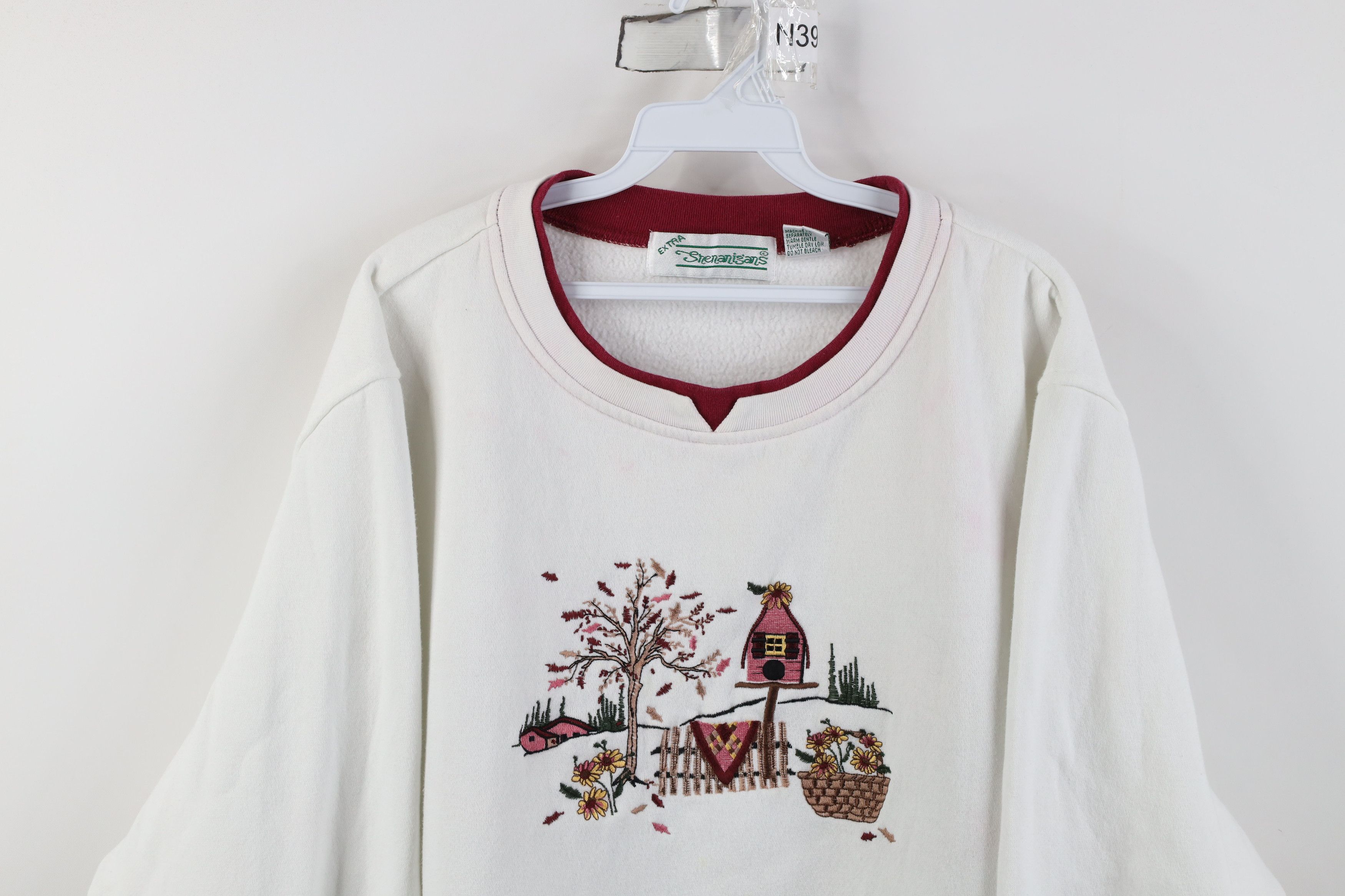 Vintage Vintage 90s Country Farmhouse Nature Flower Bird Sweatshirt Size 3XL / US 20-22 - 2 Thumbnail
