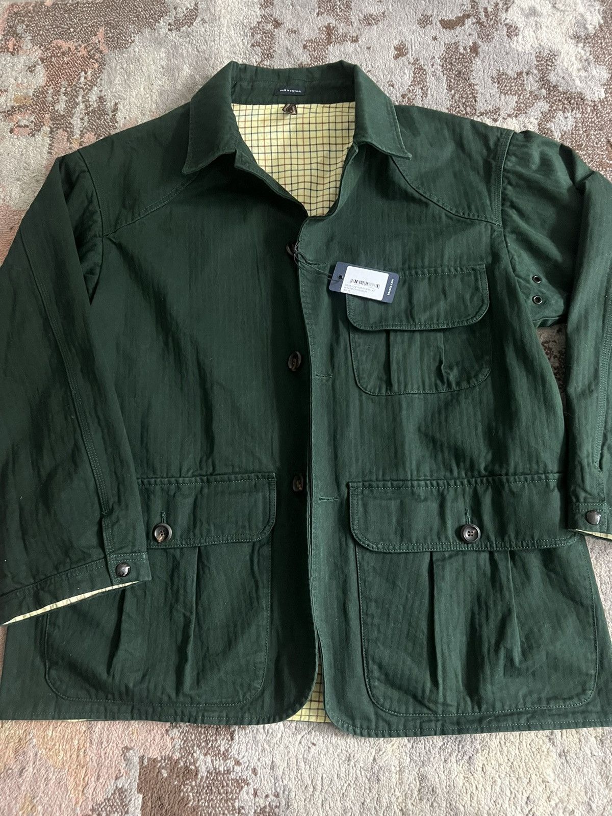 image of Drakes Drake’S Cotton Canvas Chasseur Jacket in Green, Men's (Size XL)