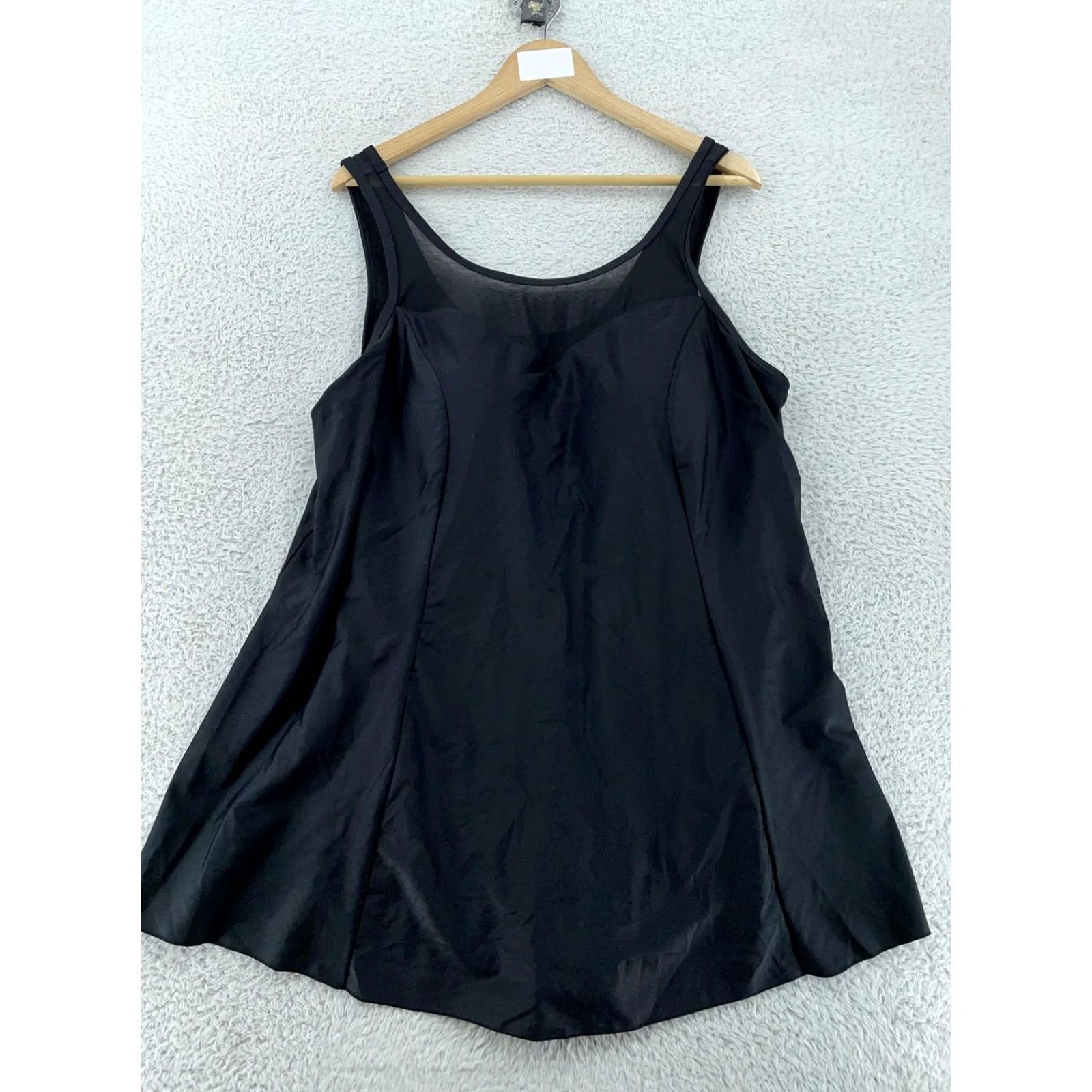Vintage Swimsuits For All Swim Dress Women's 24 Black One Piece Stretch Tummy Control Size 4XL / US 24-26 - 2 Thumbnail