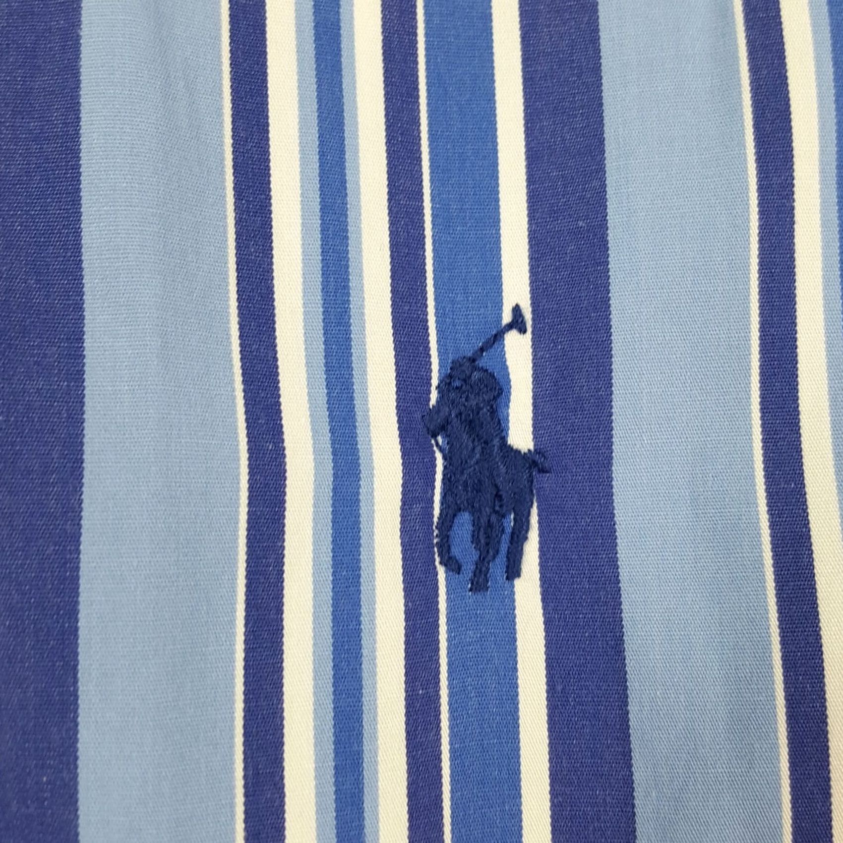 Polo Ralph Lauren VINTAGE Polo Ralph Lauren Blue Striped Button-Up Shirt XL Men’s Collared Long Sleeve Dress Shirt Size 46R - 3 Thumbnail