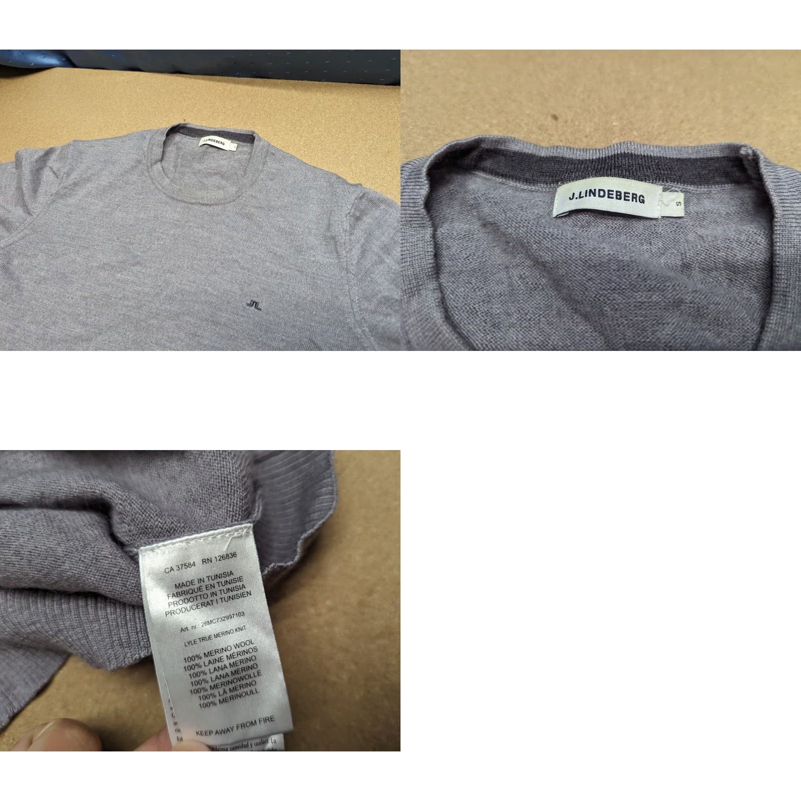 J.Lindeberg J. Lindeberg Mens Pullover Size Small Gray Merino Wool Long Sleeve Round Neck Knit Sweater Casual Mens Size US S / EU 44-46 / 1 - 8 Thumbnail
