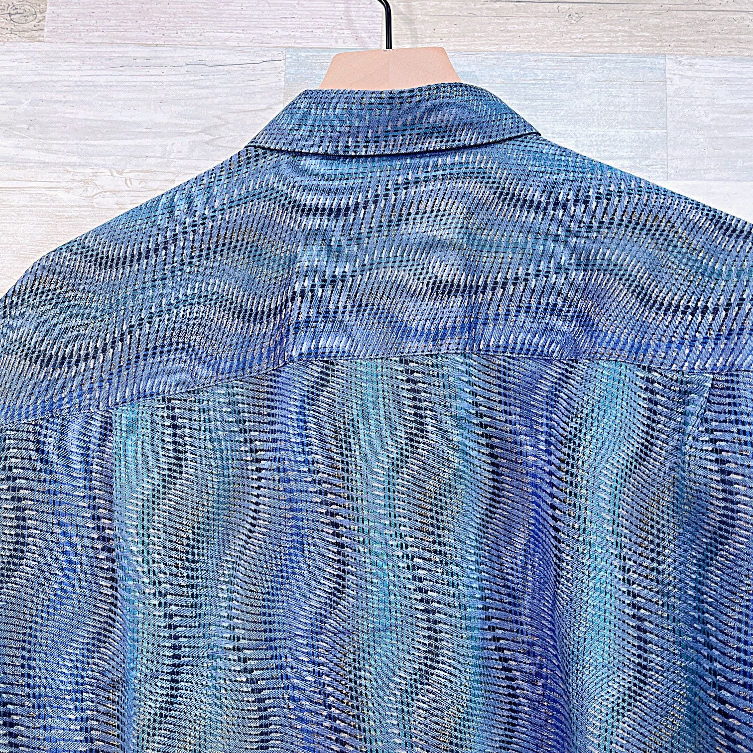Jhane Barnes × Vintage Jhane Barnes Vintage Jacquard Shirt Blue Mens Large Size US L / EU 52-54 / 3 - 4 Thumbnail