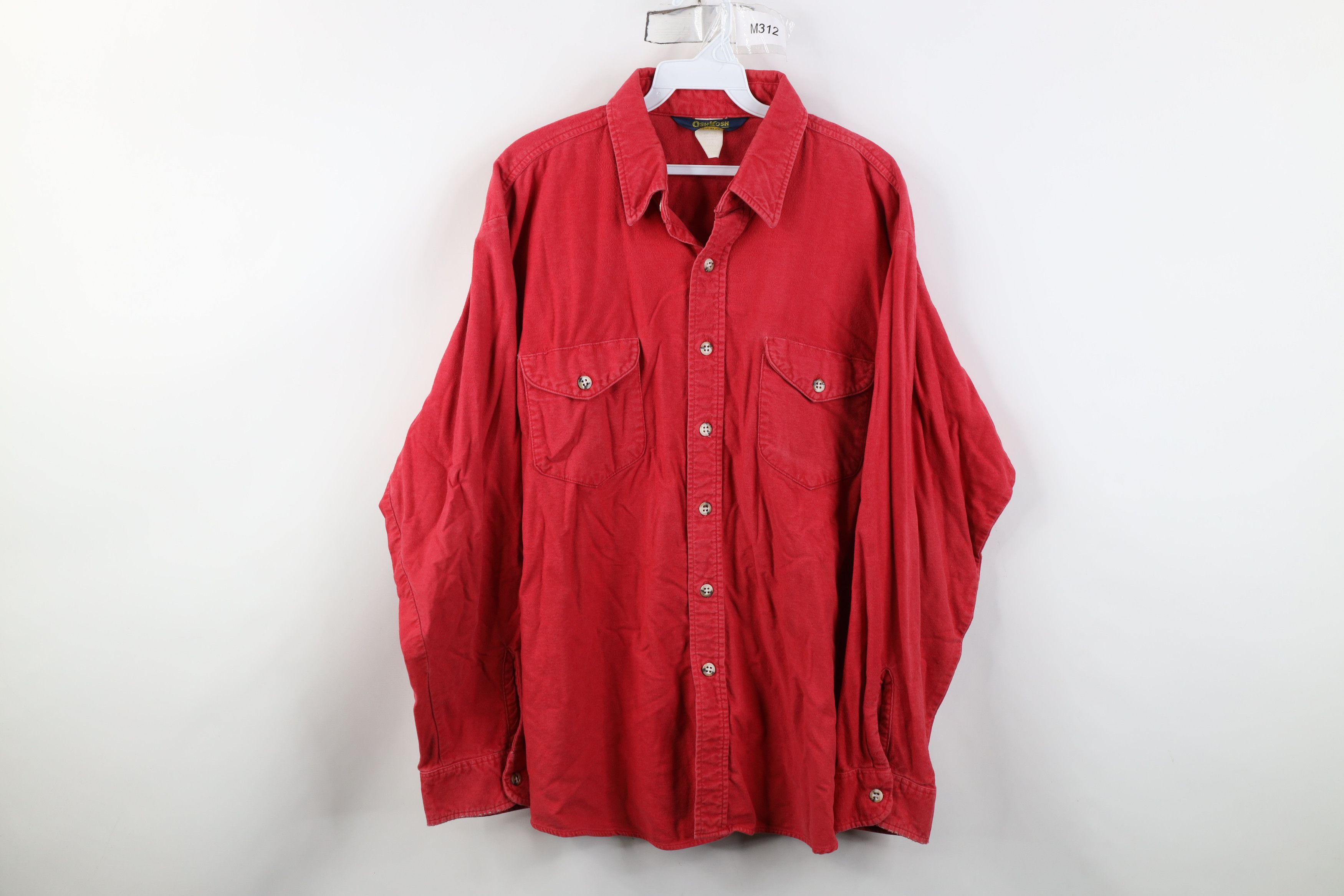 Vintage Vintage 70s OshKosh B'Gosh Cloth Button Shirt Red USA Size US XL / EU 56 / 4 - 1 Thumbnail
