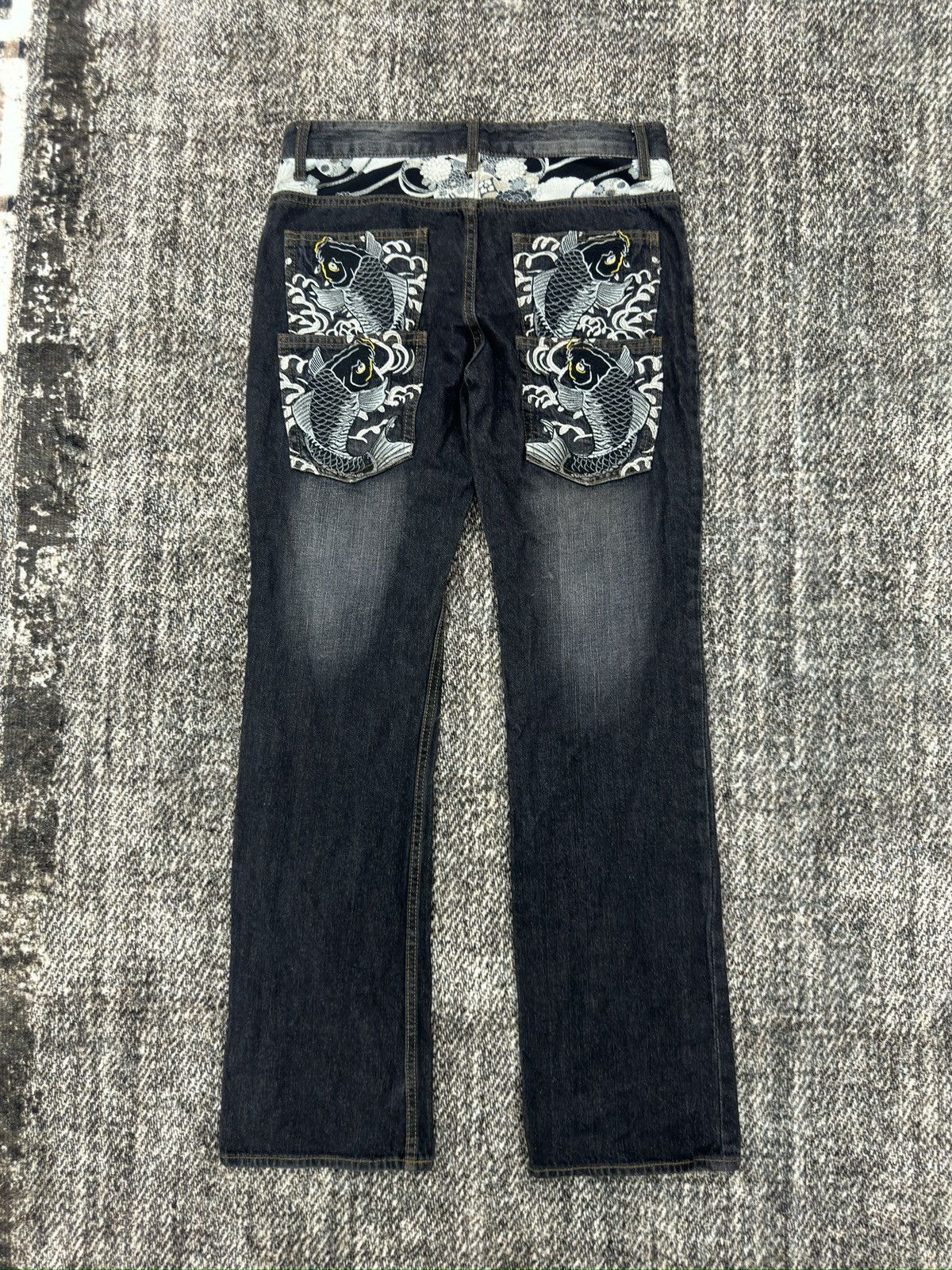 If Six Was Nine Double Pocket With Embroidred Koi Fish Rare Design Jeans Size US 32 / EU 48 - 5 Thumbnail