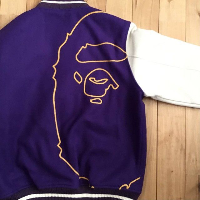 Bape BAPE Giant Head Leather Sleeve varsity jacket a bathing ape Size US S / EU 44-46 / 1 - 5 Thumbnail