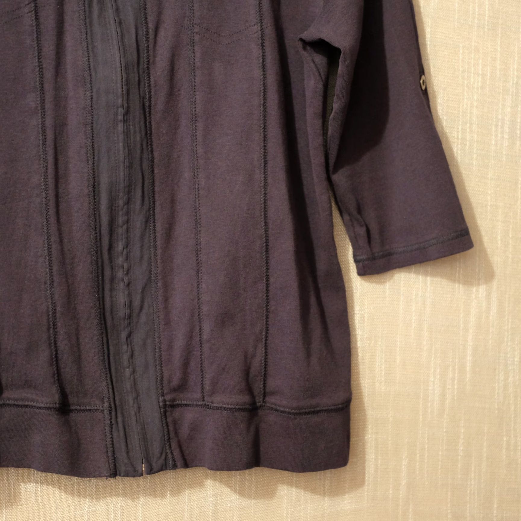 Vintage St John's Bay Full Zip Shirt 3/4 Rolltab Sleeve Navy Pockets Women's L Size L / US 10 / IT 46 - 4 Thumbnail