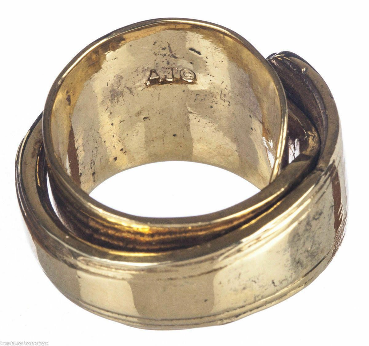 Designer 18 kt Gold Vermeil Silver Butter Knife Ring Alberto Juan Size ONE SIZE - 4 Thumbnail