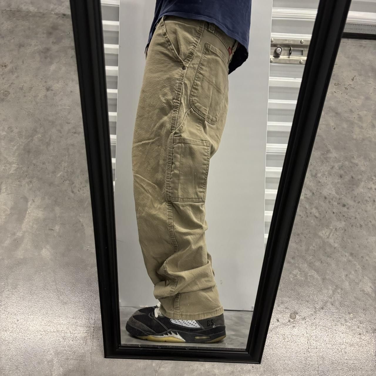 Japanese Brand × Vintage Crazy Vintage Y2K/2000s Grunge Khaki Tan Streetwear Workwear Carpenter Pants! Size US 36 / EU 52 - 2 Thumbnail