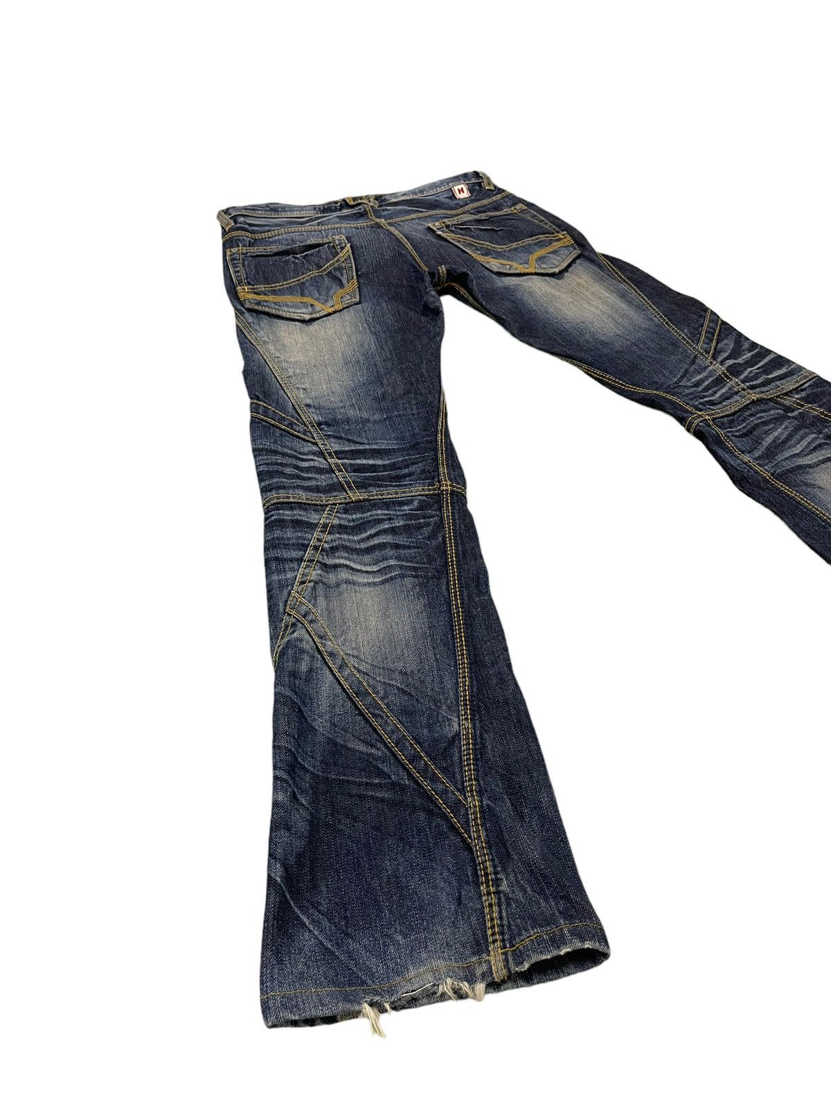 Japanese Brand Slim Jeans Hagi Denim Hideaways Faded Distress Low Rise 6🟦4 Size US 31 - 12 Thumbnail