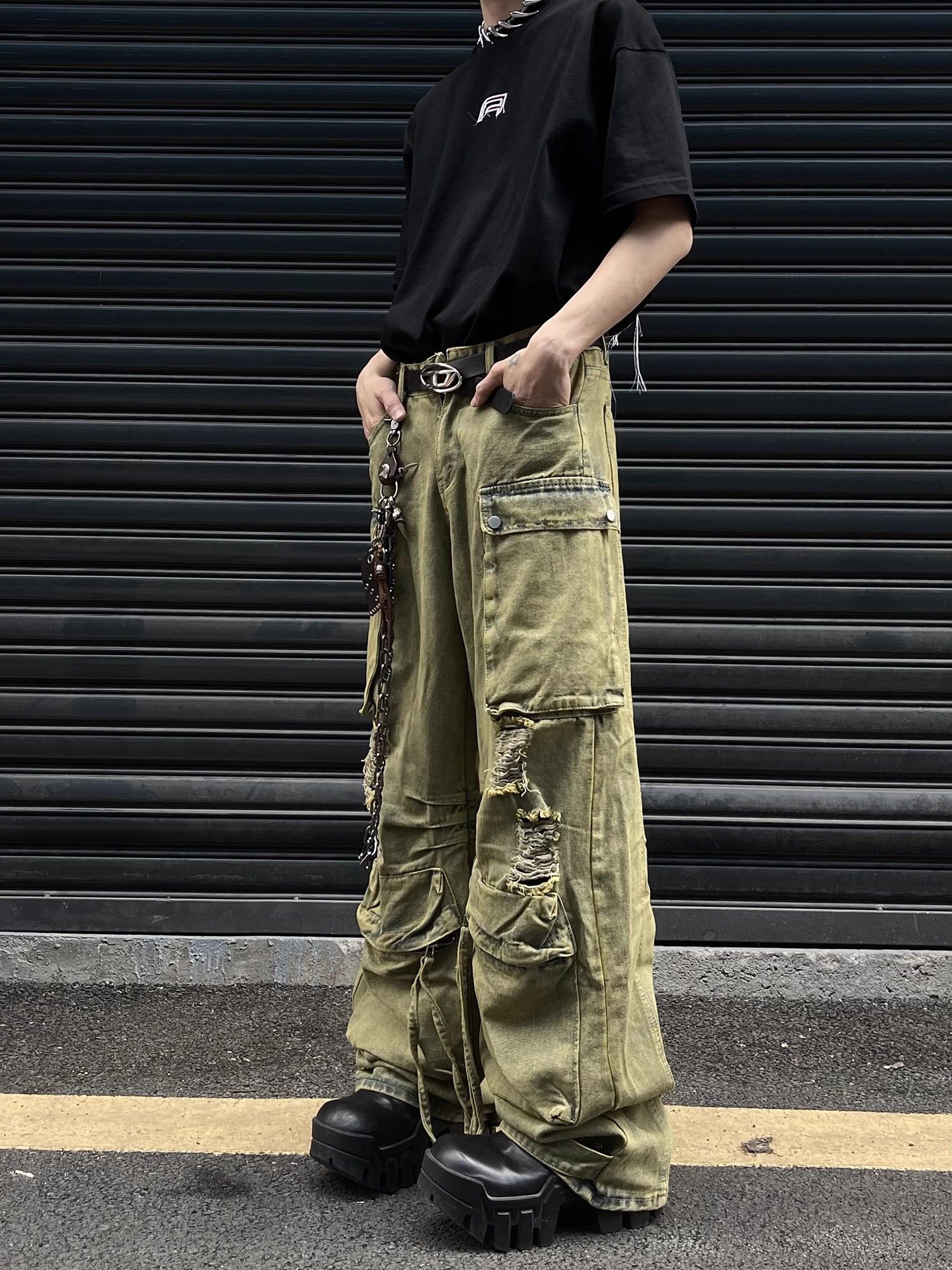 Japanese Brand Hip hop ripped wide leg jeans Size US 32 / EU 48 - 6 Thumbnail