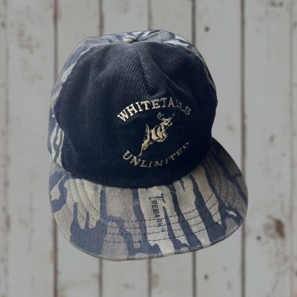 Vintage Vtg Whitetails Unlimited Cap Hat Baseball Camouflage Buck Deer Hunting Adjustable Unisex Adults Cotton Polyester Canvas Realtree Distressed Size ONE SIZE - 1 Thumbnail