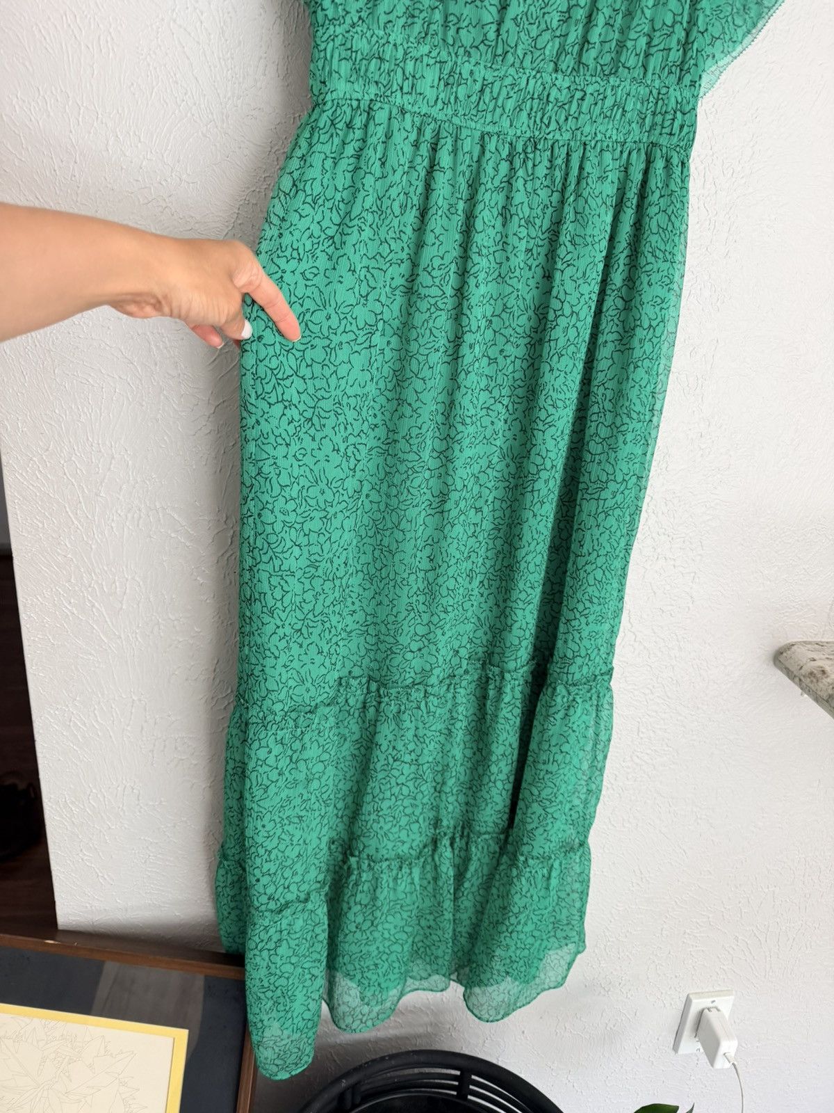 Whistles Whistles Green Sketched Floral Frill tiered Dress 4 Size S / US 4 / IT 40 - 11 Thumbnail