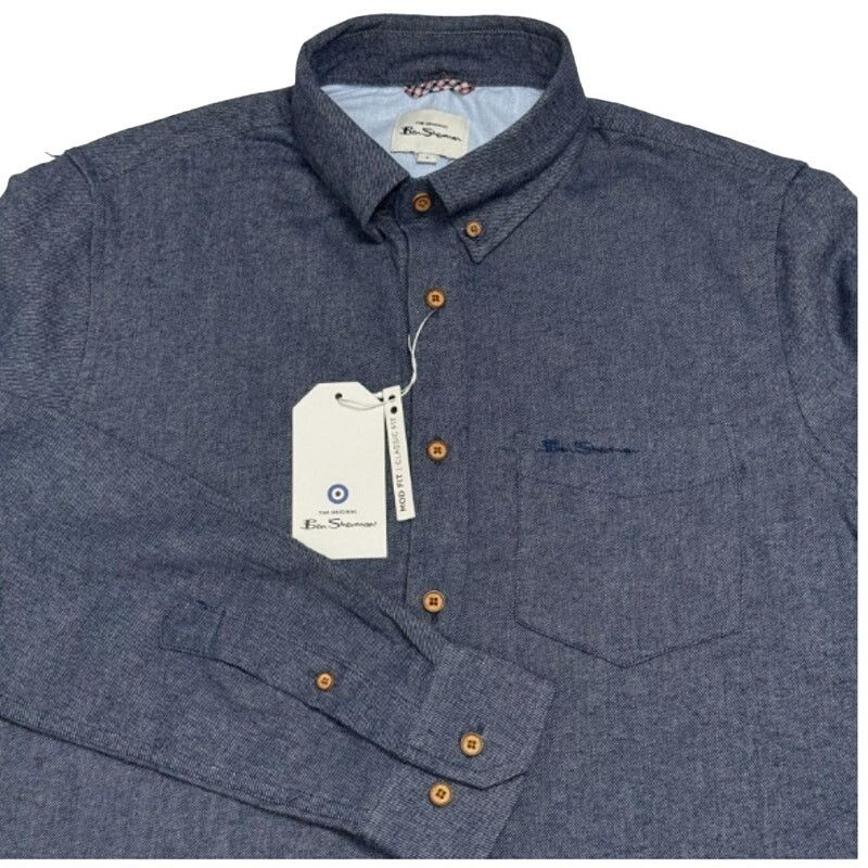 Ben Sherman Ben Sherman Mod/Classic Fit Blue Chambray Button Down Shirt Size US S / EU 44-46 / 1 - 1 Thumbnail