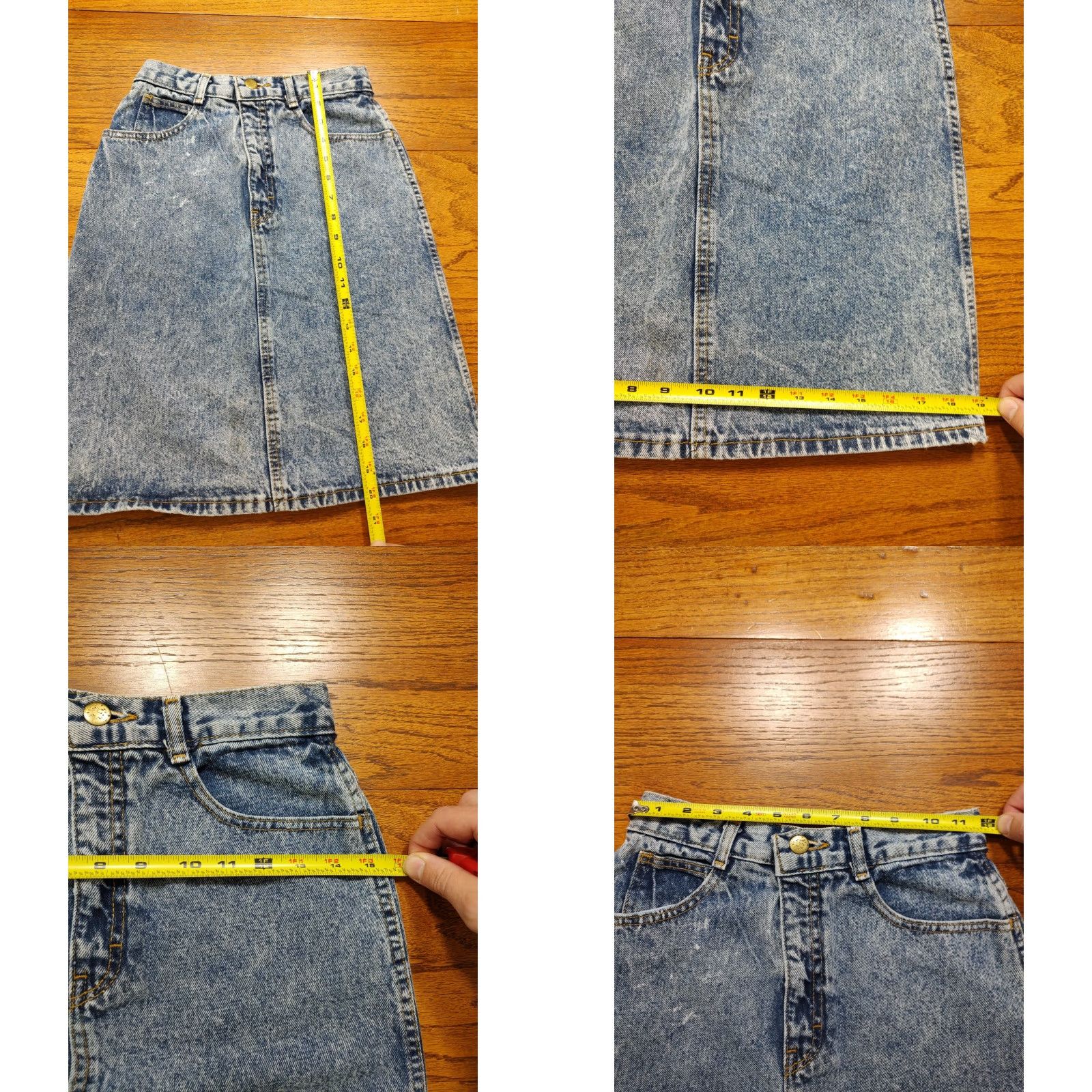 Denime VINTAGE Womans Acid Wash Denim Skirt Size 23 Inch Waist Made In USA Blue Size 40" / US 18 - 8 Thumbnail