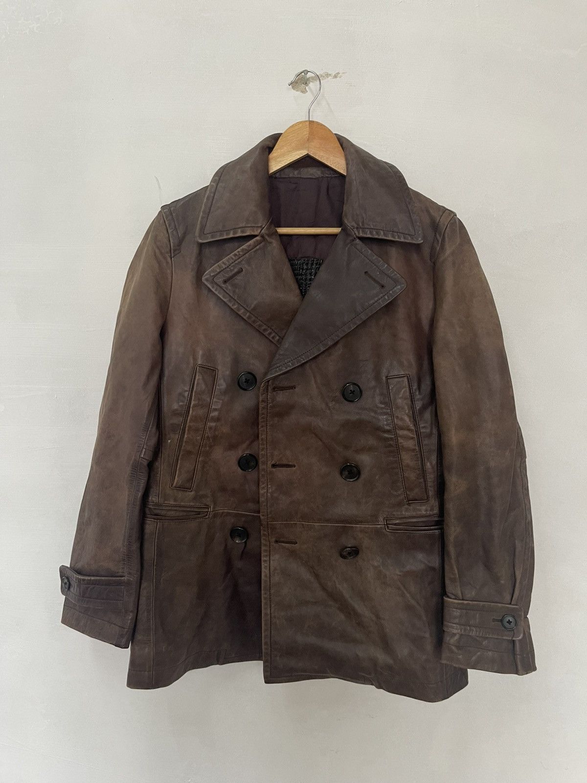 United Arrows VINTAGE UNITED ARROWS DOUBLE BREASTED LEATHER COAT Size US M / EU 48-50 / 2 - 2 Thumbnail