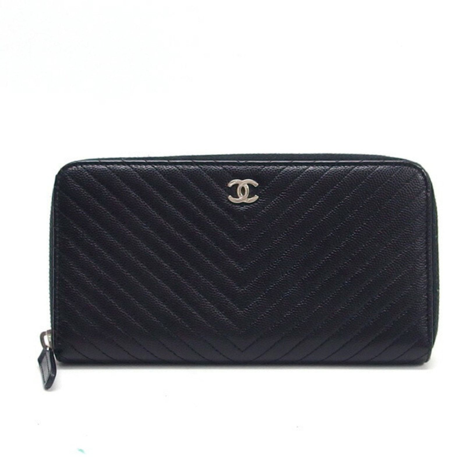 Chanel Black Leather V-stich