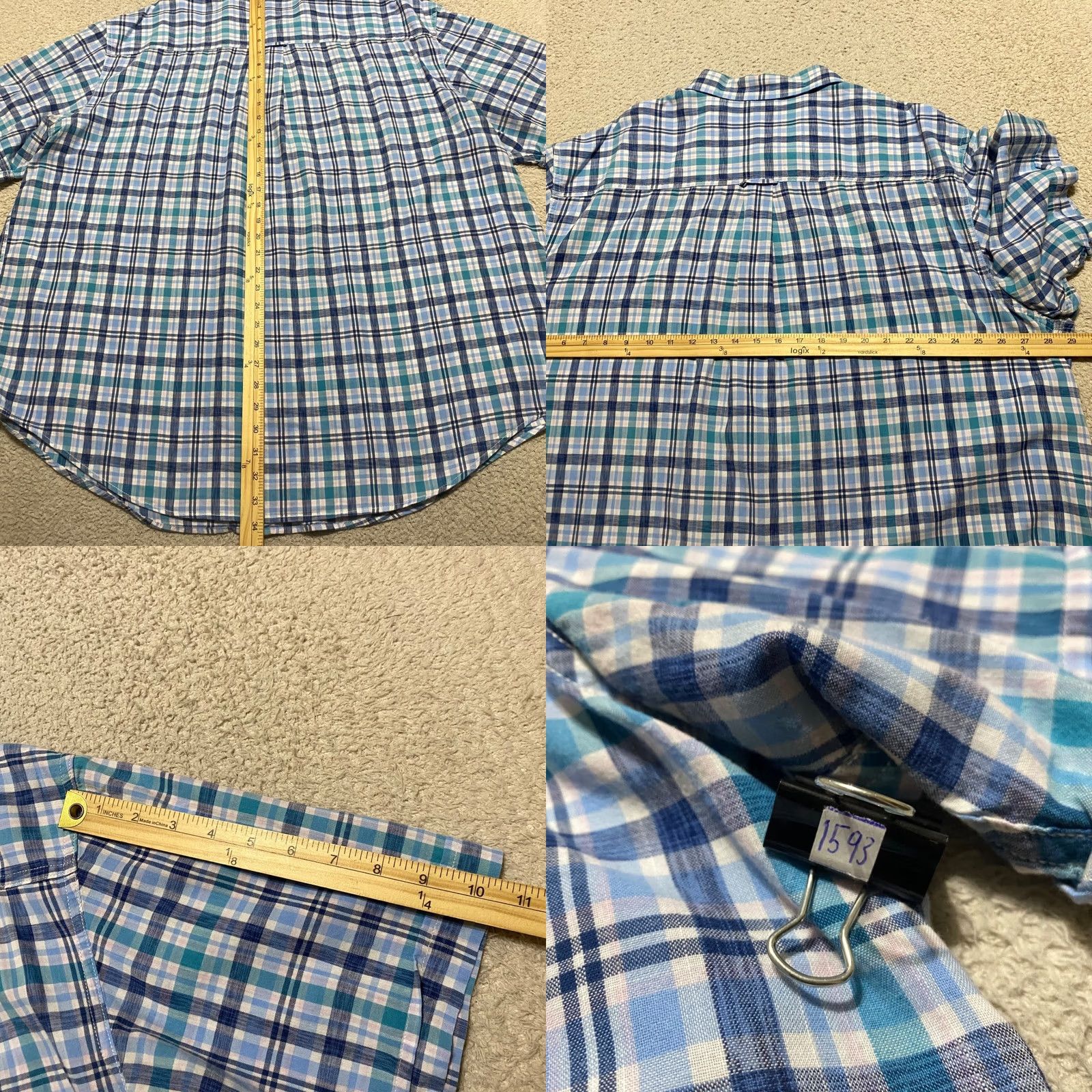 Izod IZOD Saltwater Button-Down Shirt Mens 2XL Multicolor Plaid Cotton Short Sleeve Button-Up Collar-Down Casual Travel Size US XXL / EU 58 / 5 - 8 Thumbnail