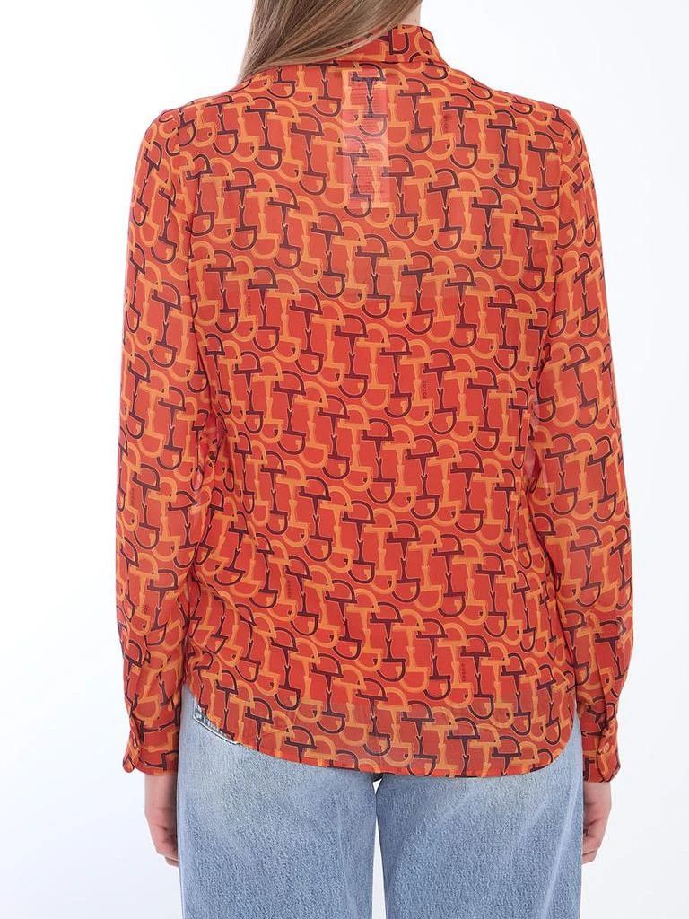 Gucci o1la5ras0526 Printed Silk Shirt in Orange Size M / US 6-8 / IT 42-44 - 4 Thumbnail