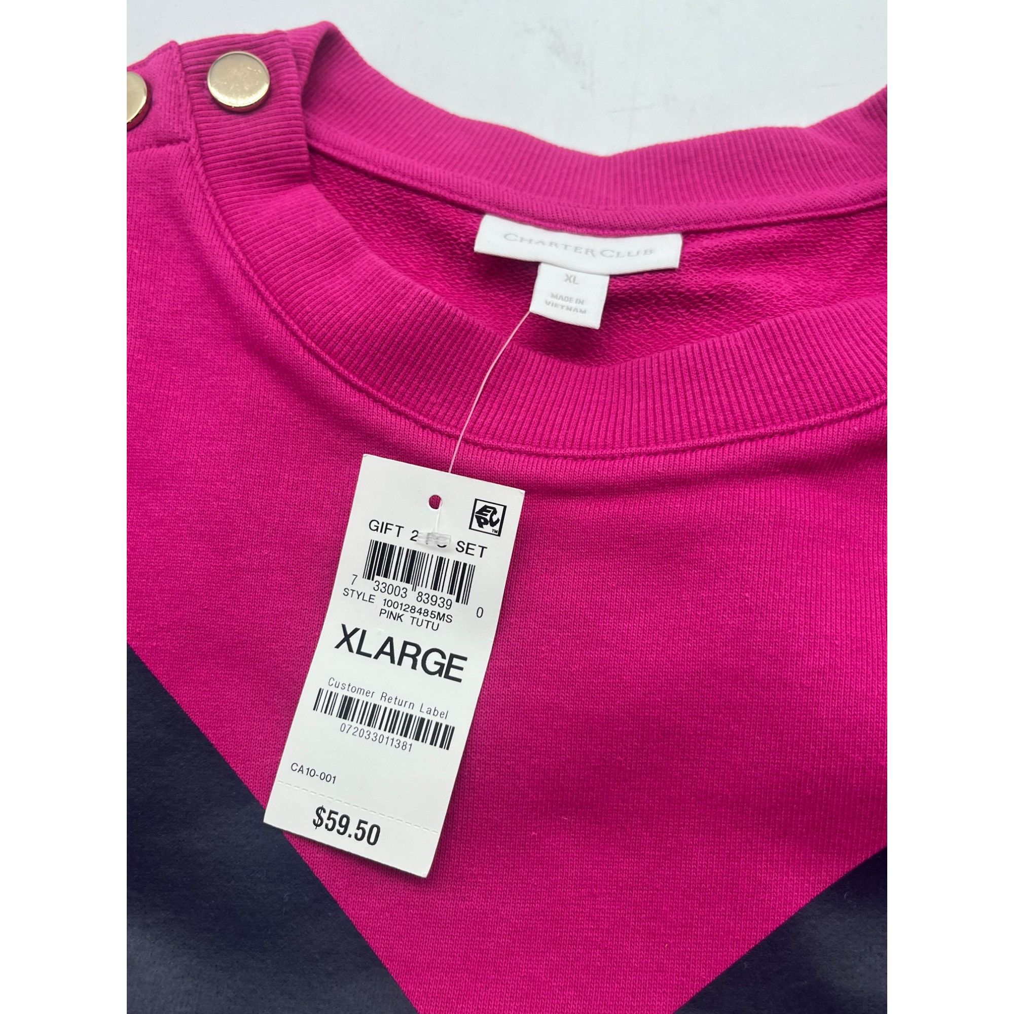 Other Charter Club Chevron Button-Shoulder Top, Pink Tutu, XL Size XL / US 12-14 / IT 48-50 - 7 Thumbnail