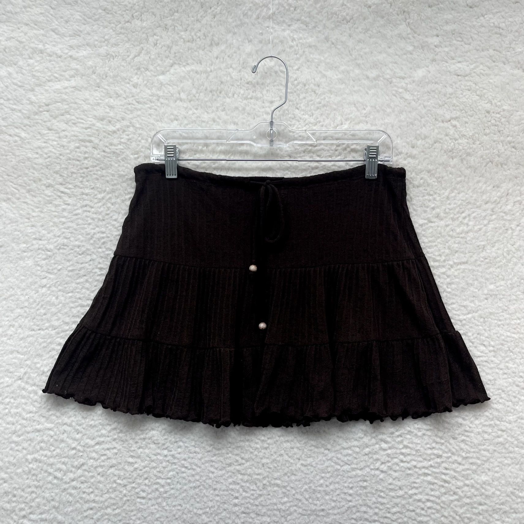 Vintage VINTAGE Y2K Mini Skirt Brown Pleated Coquette Boho Fairy Whimsigoth L Womens Size 36" / US 14 / IT 50 - 2 Thumbnail