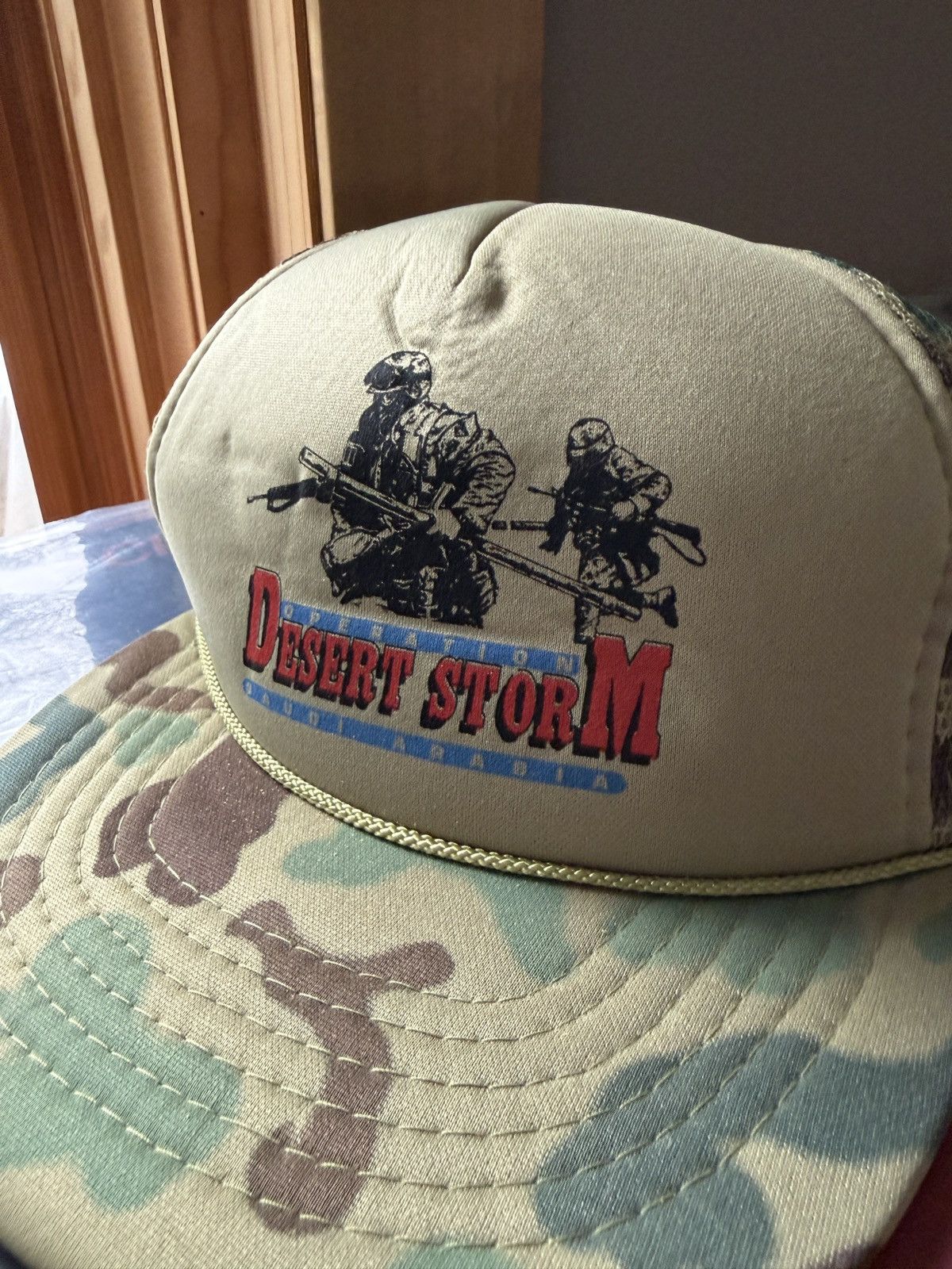 Vintage Vintage Military Desert Storm Camo Mesh Snapback Trucker Size ONE SIZE - 2 Thumbnail