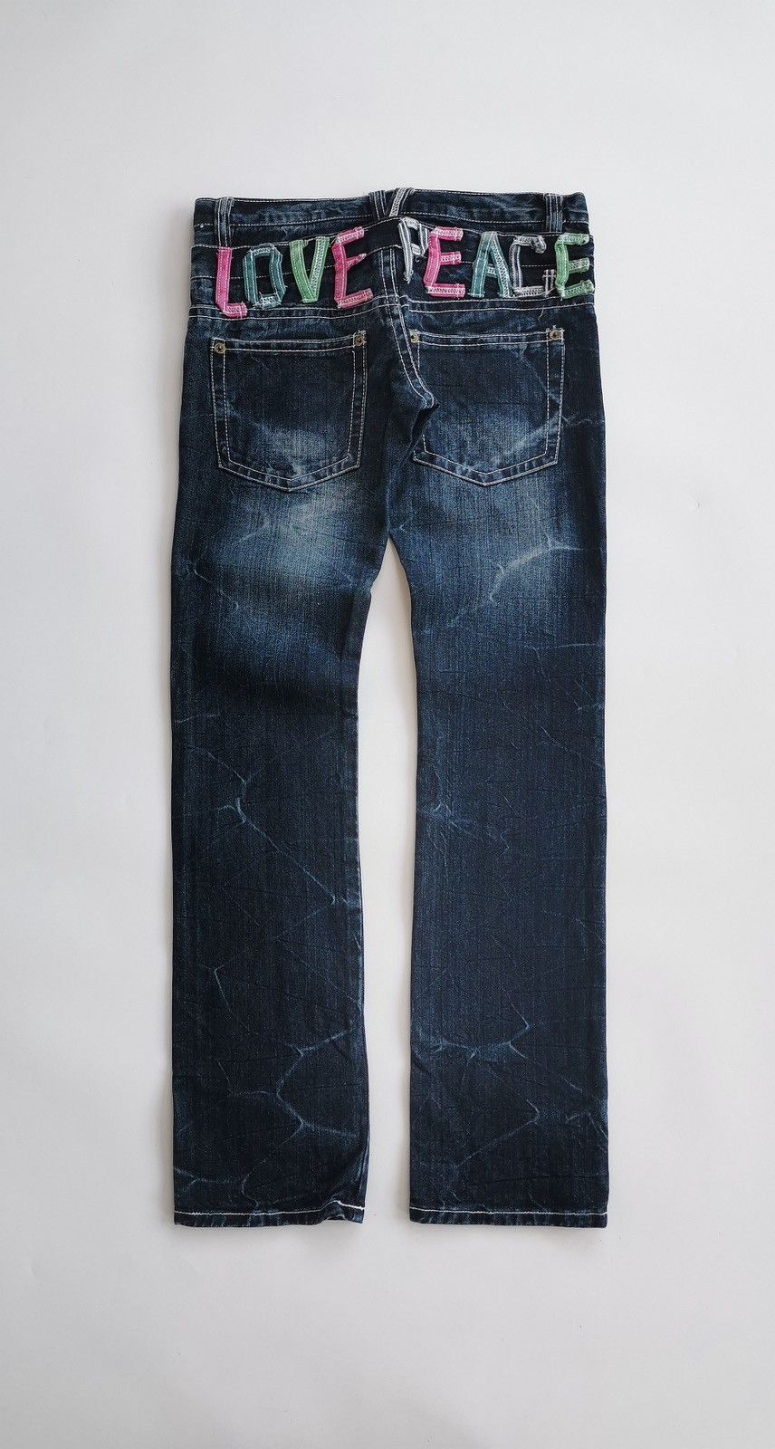 Japanese Brand Love Peace Double Waist Denim Jeans Size 30" / US 8 / IT 44 - 3 Thumbnail