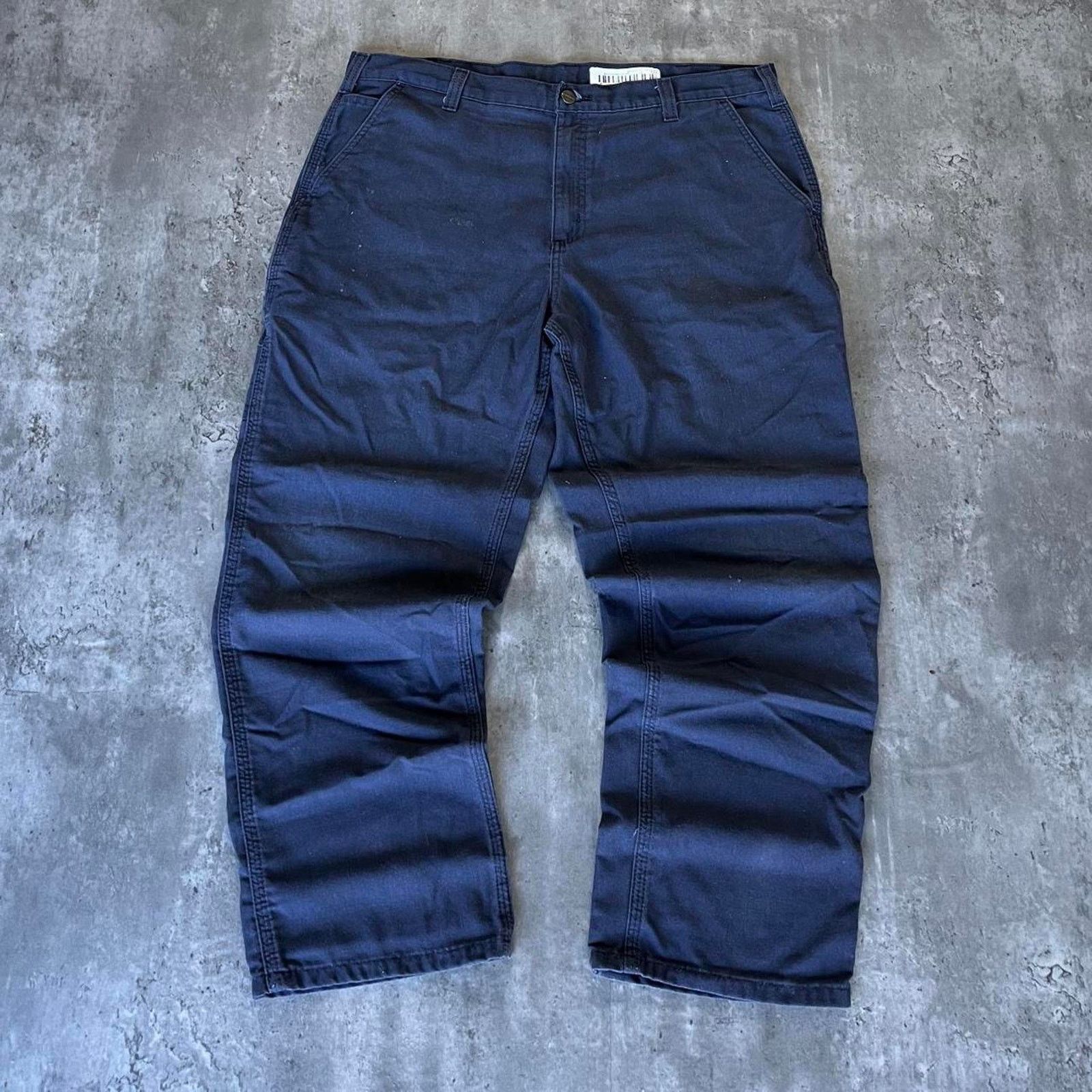 Carhartt × Carhartt Wip × Vintage Crazy Vintage Y2K Baggy Carhartt Navy Blue Carpenter Pants Size US 38 / EU 54 - 2 Thumbnail