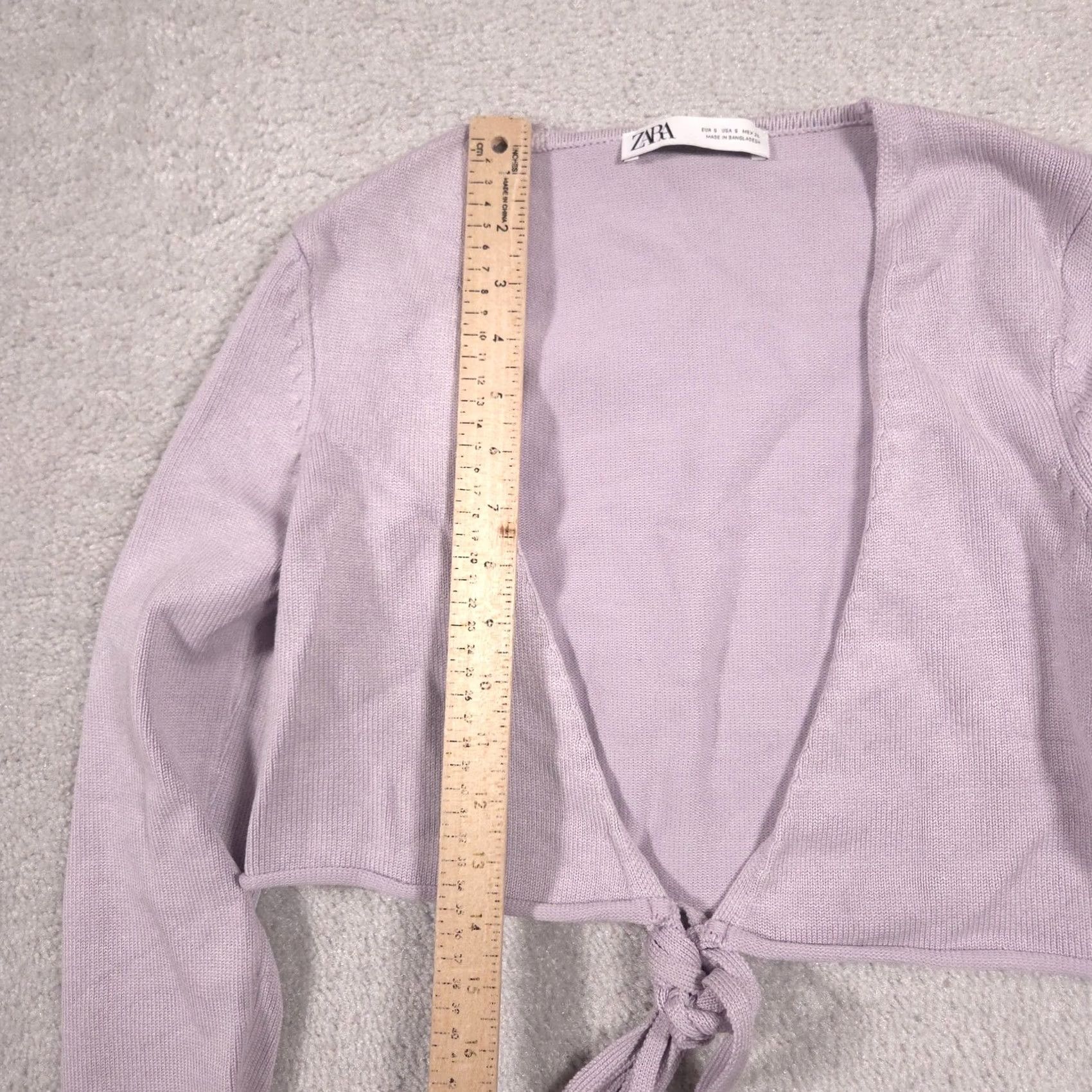 Zara VINTAGE Zara Cardigan Sweater Womens Small Purple Tie Front Cropped Lightweight Top Size S / US 4 / IT 40 - 6 Thumbnail