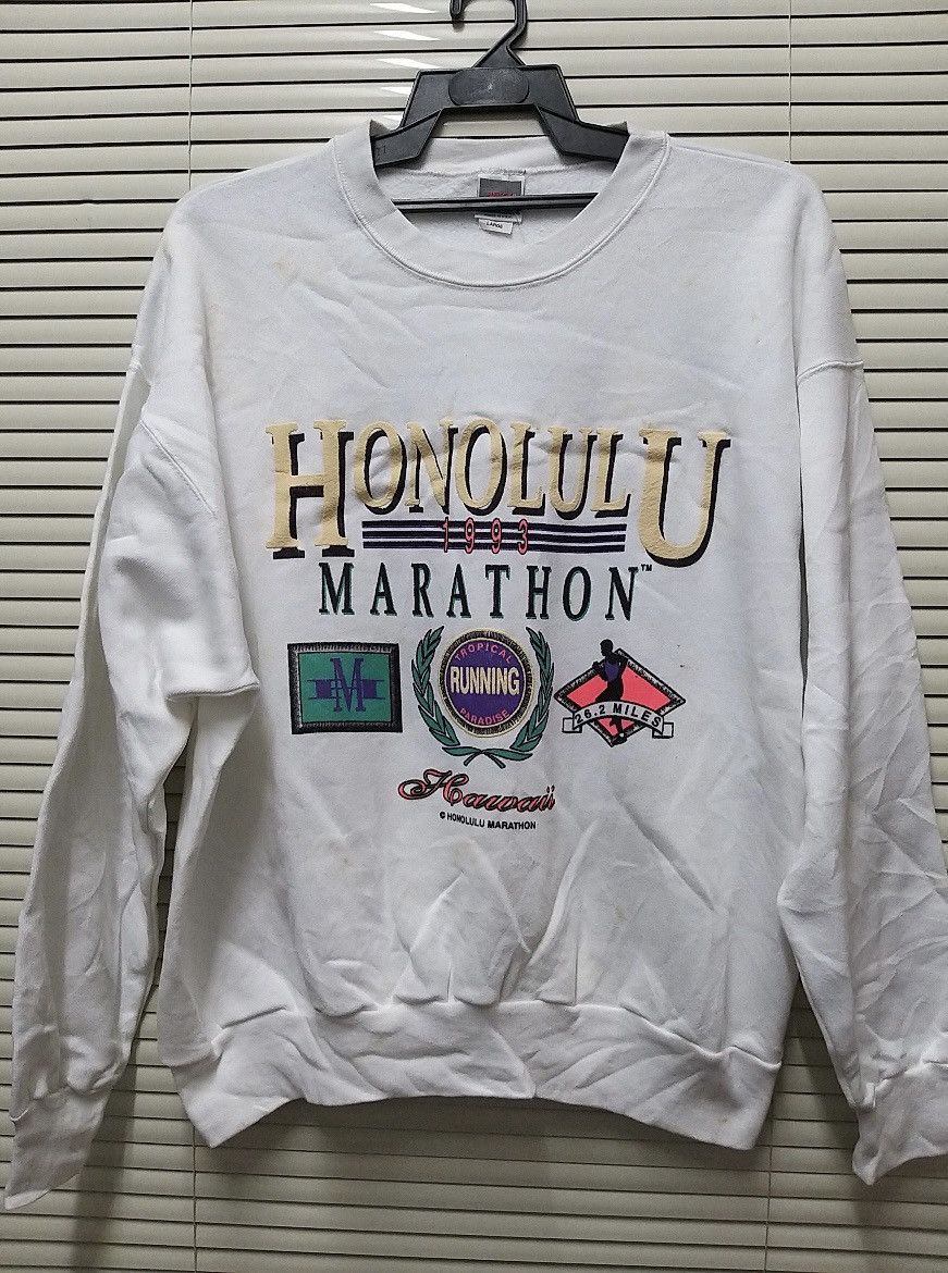 Nike (NWT) Vintage 90s NIKE HONOLULU MARATHON 1993 sweatshirt Size US L / EU 52-54 / 3 - 1 Thumbnail