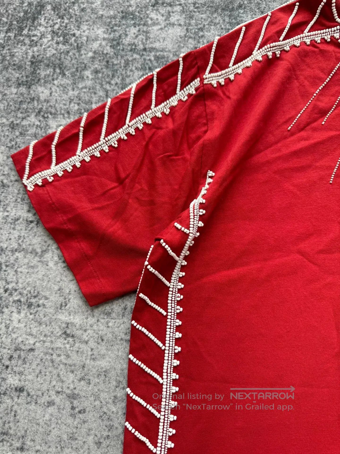 Valentino Valentino Red Beaded Short Sleeve Top. Size L / US 10 / IT 46 - 4 Thumbnail